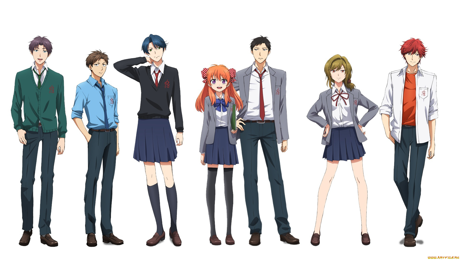 аниме, gekkan, shoujo, nozaki-kun, школьники, девушки, парни