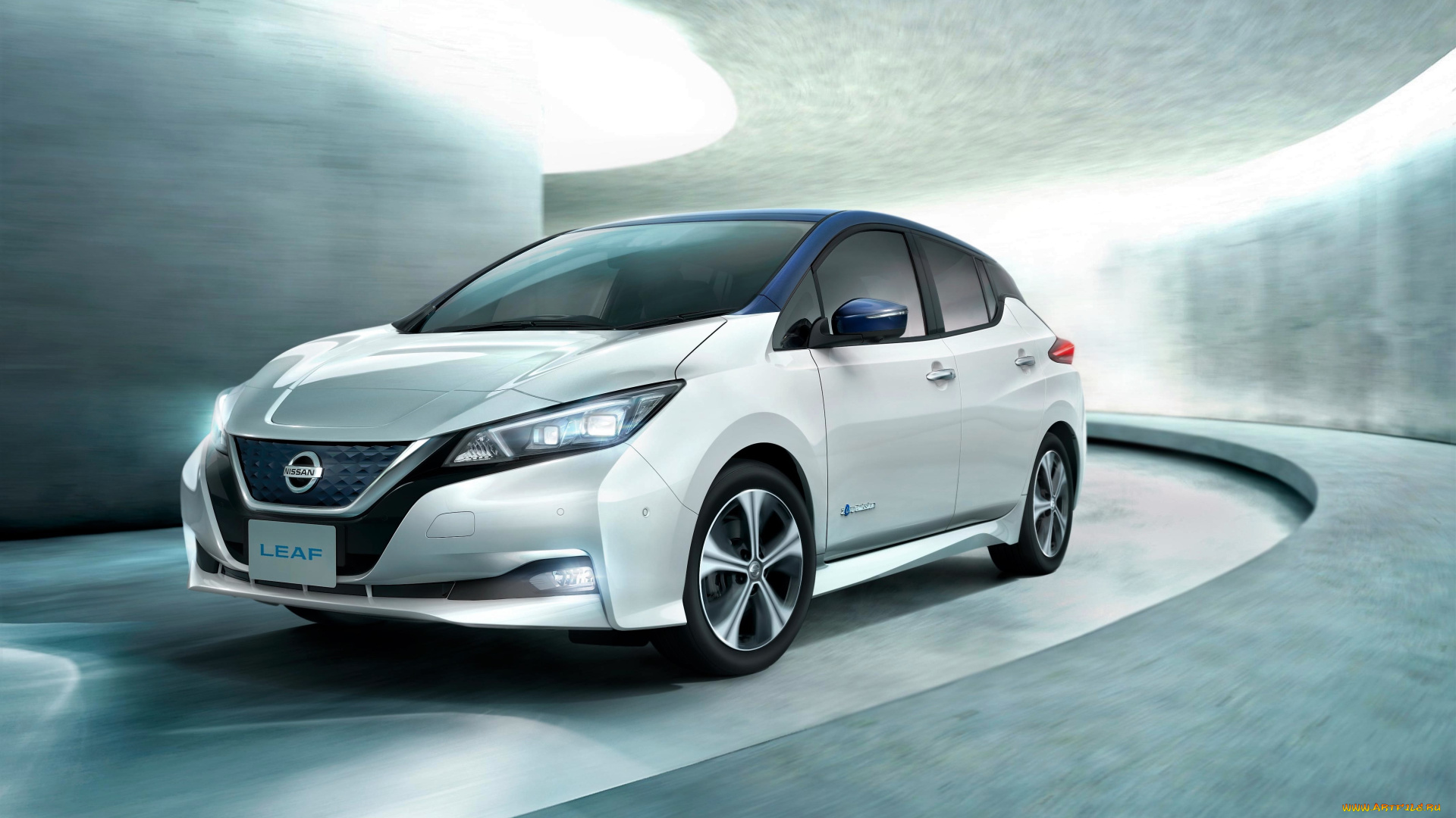 nissan, leaf, автомобили, nissan, datsun, белый, поворот