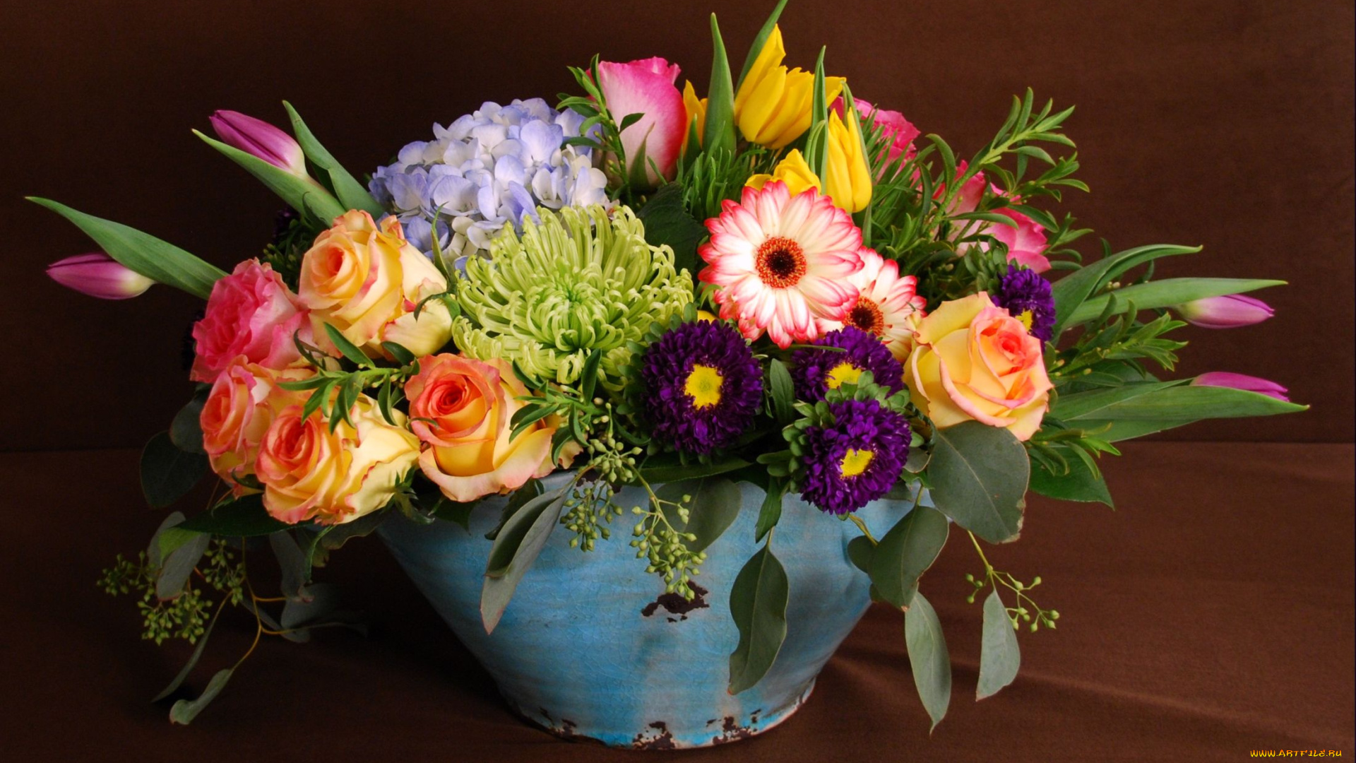цветы, букеты, композиции, тюльпаны, герберы, гортензия, астры, хризантемы, розы