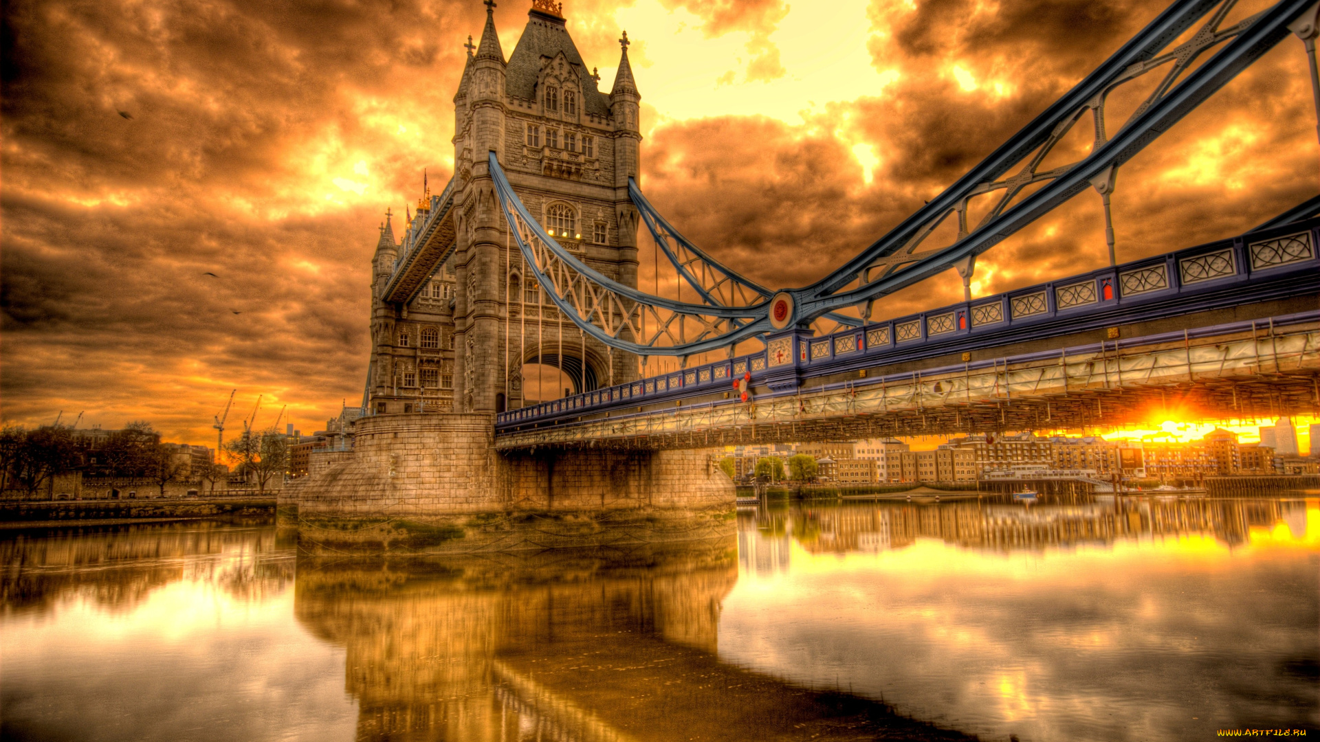 tower, bridge, города, лондон, великобритания, темза, тауэр, мост, тучи