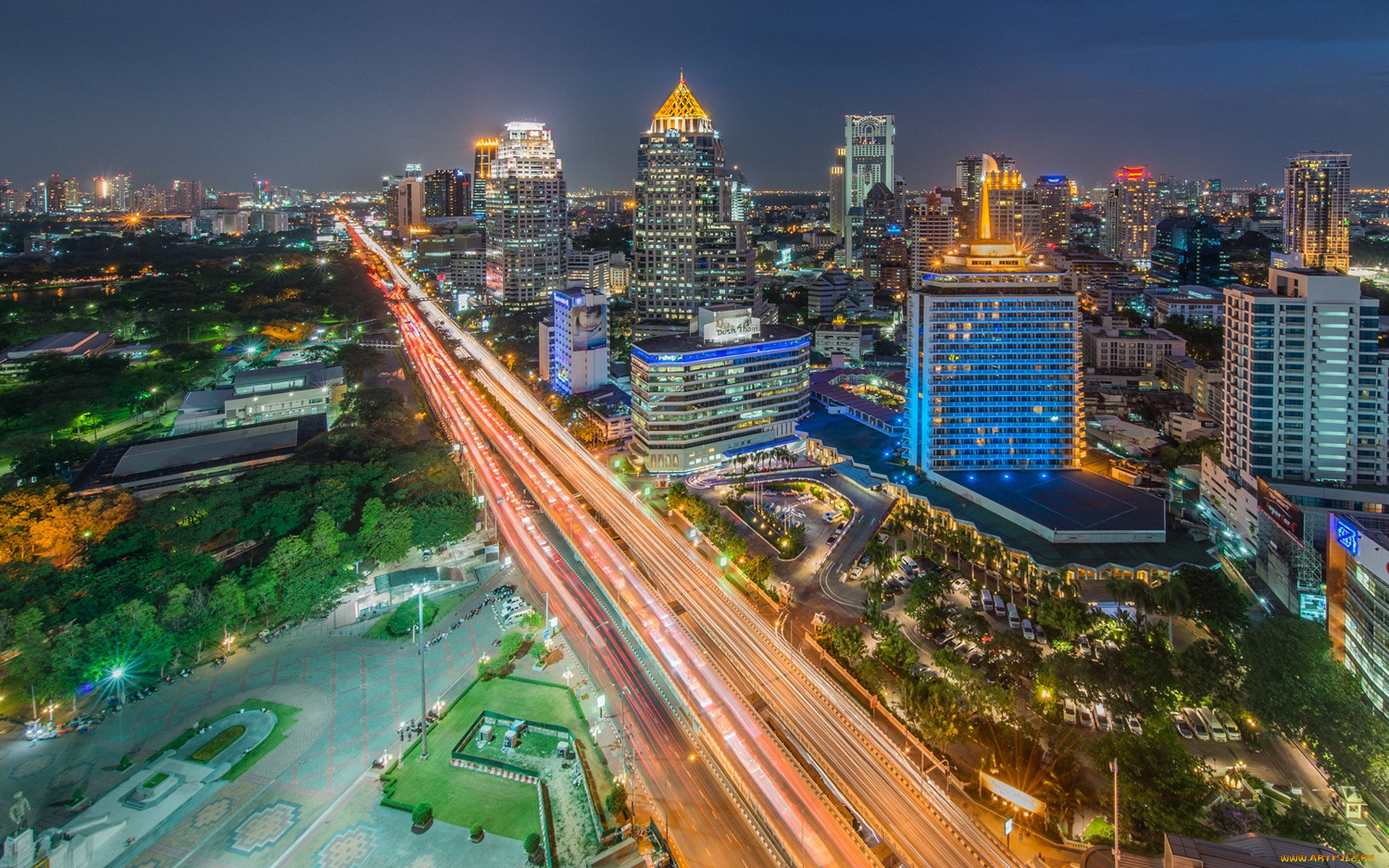 города, бангкок, таиланд, hdr, огни