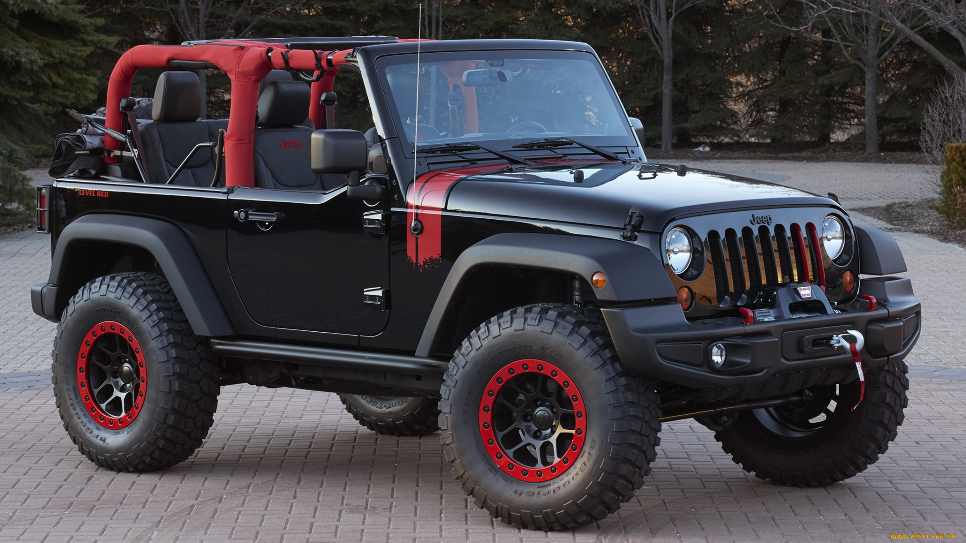 автомобили, jeep, concept, red, level, wrangler, jk, 2014, темный