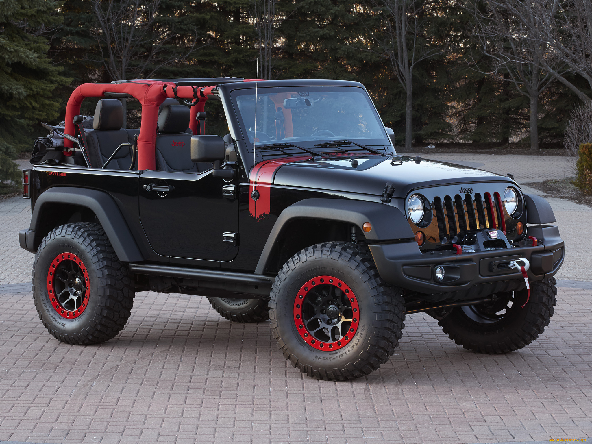 автомобили, jeep, concept, red, level, wrangler, jk, 2014, темный