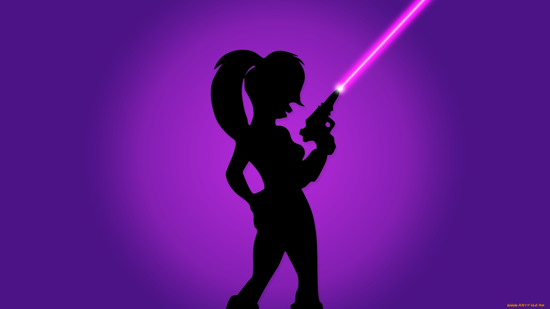 рисованное, минимализм, futurama, leela, silhouette, pistol