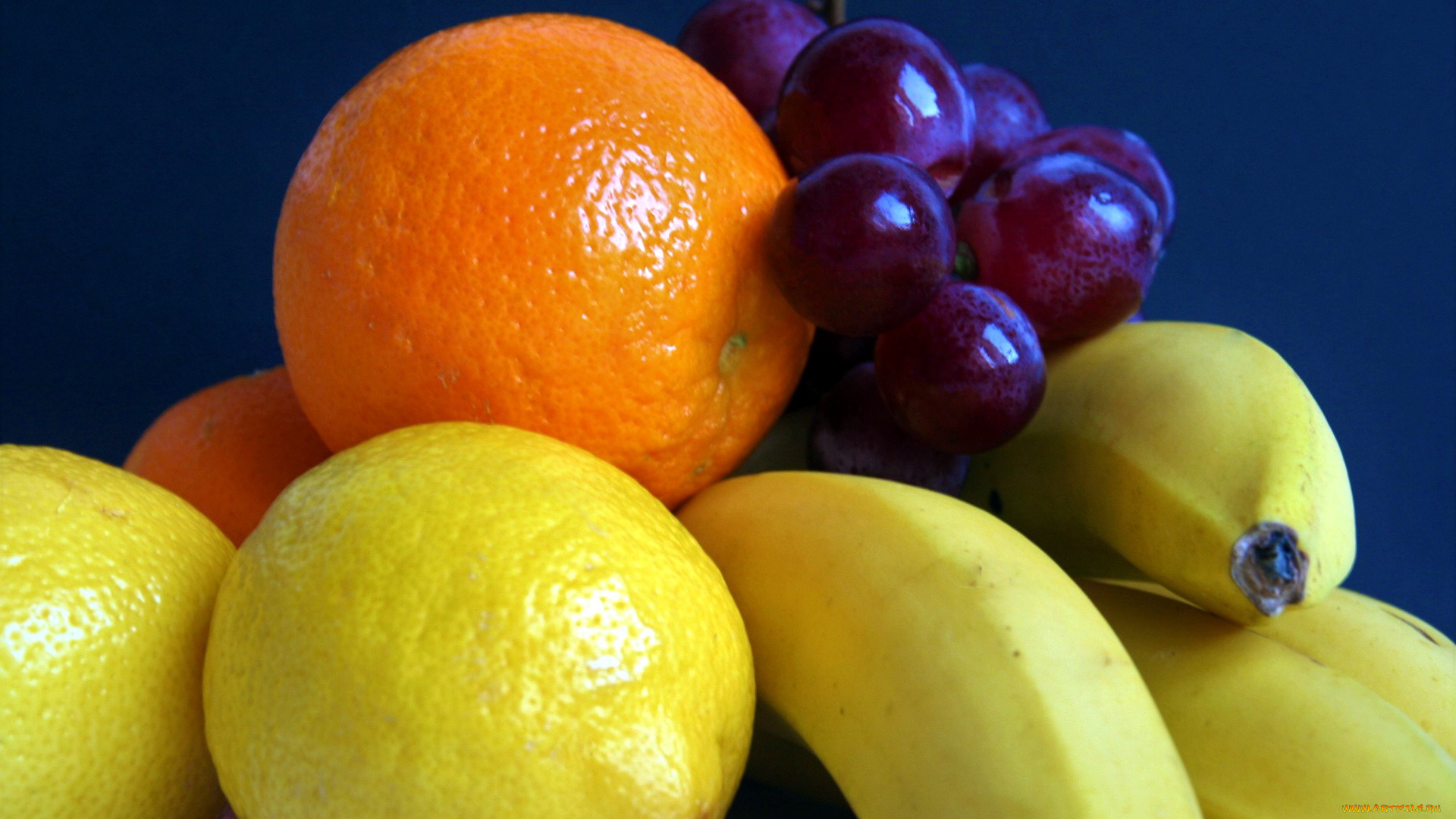 еда, фрукты, , ягоды, лимон, апельсин, банан, виноград