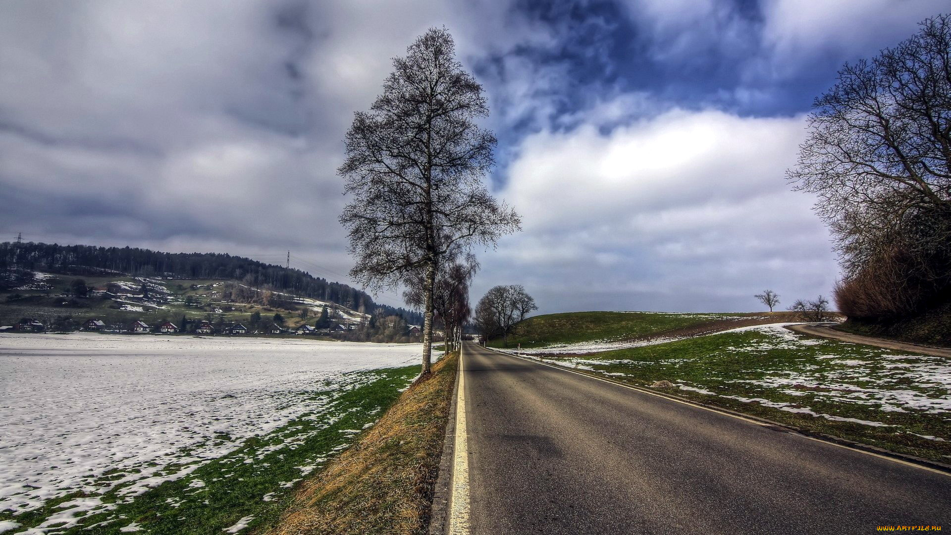 природа, дороги, шоссе, зима