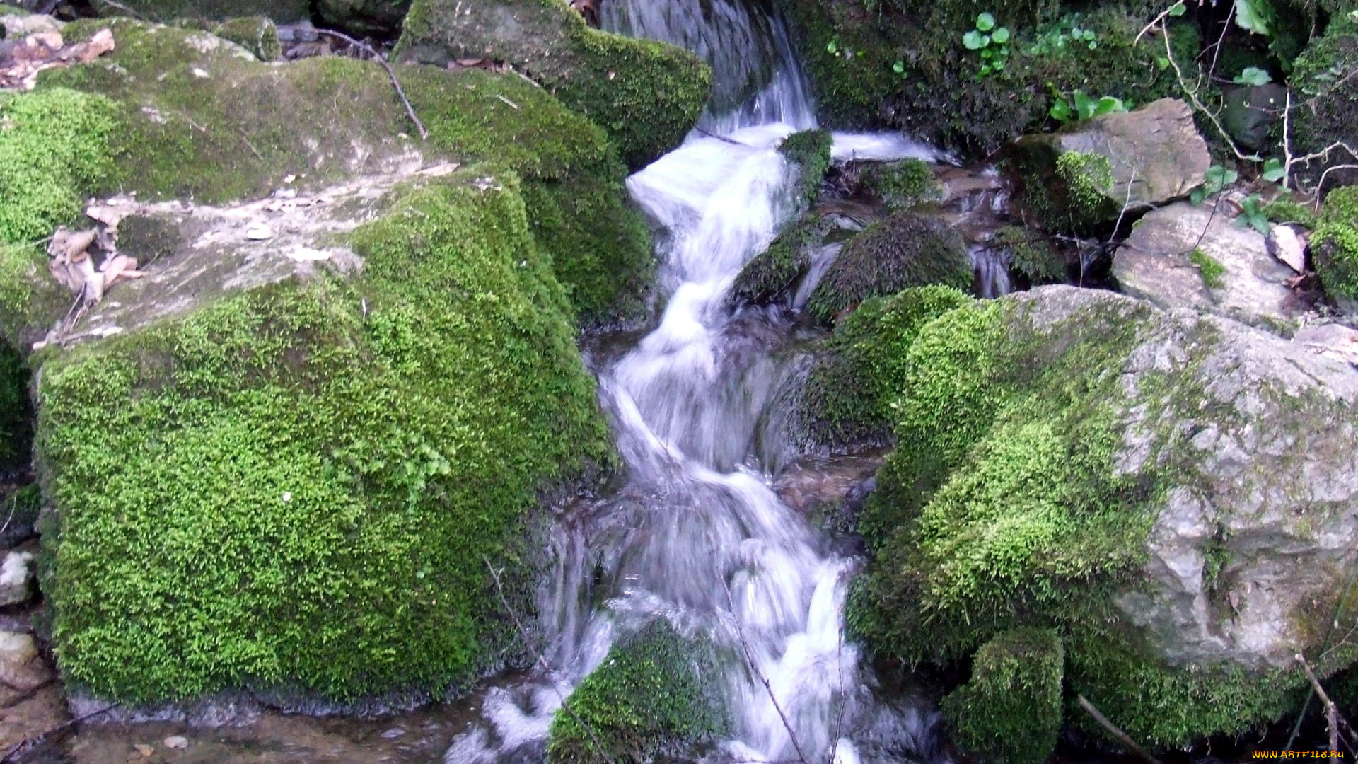 природа, водопады, поток, камни