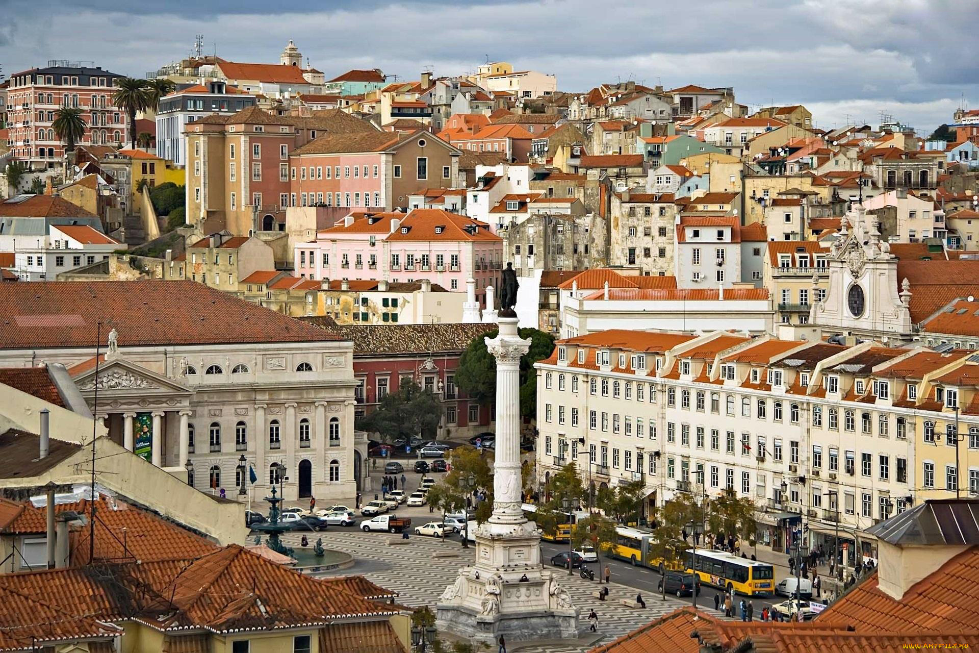 города, лиссабон, , португалия, площадь, памятник