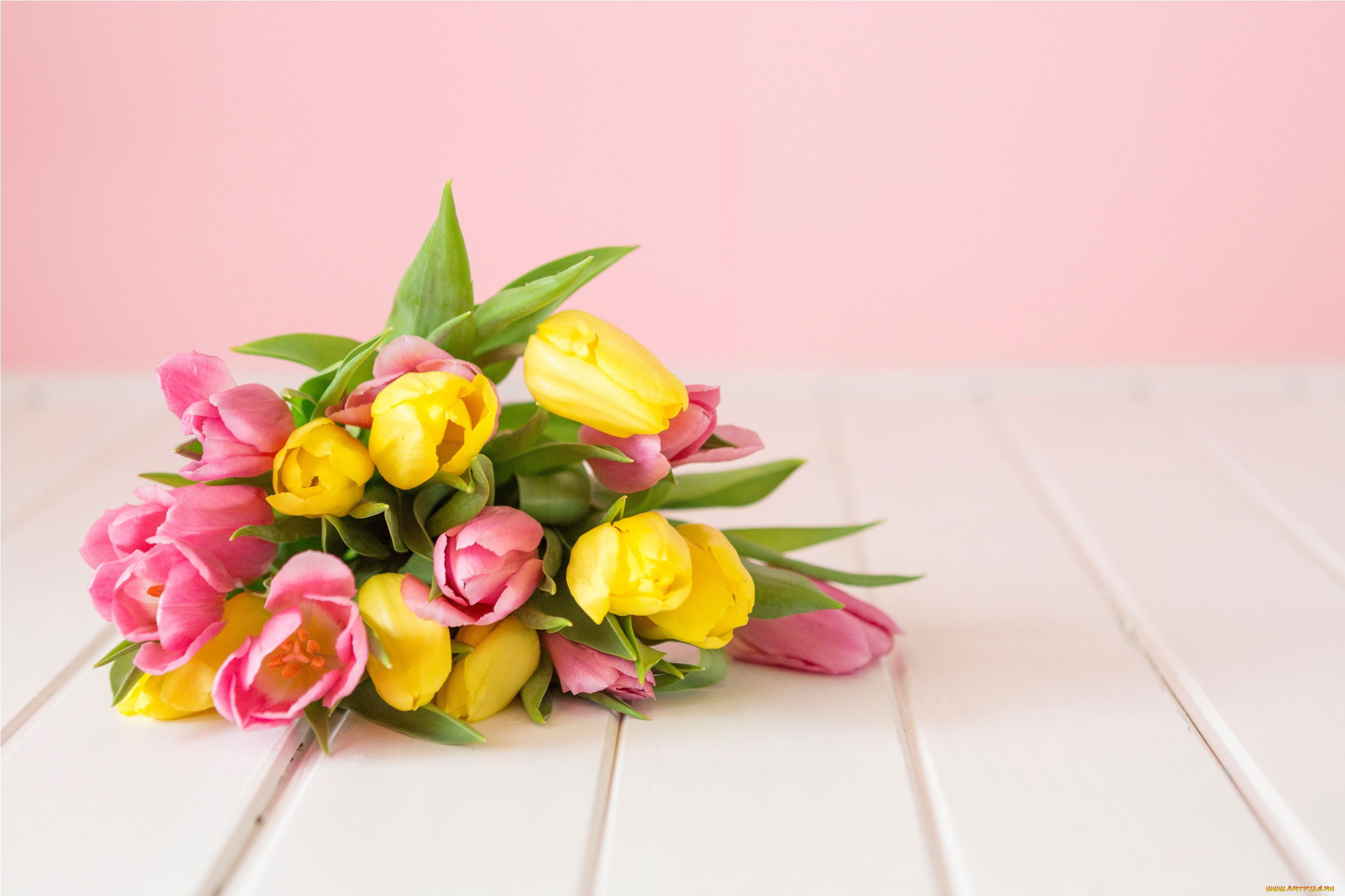 цветы, тюльпаны, flowers, spring, букет, yellow, весна, tulips, pink, fresh, желтые, розовые