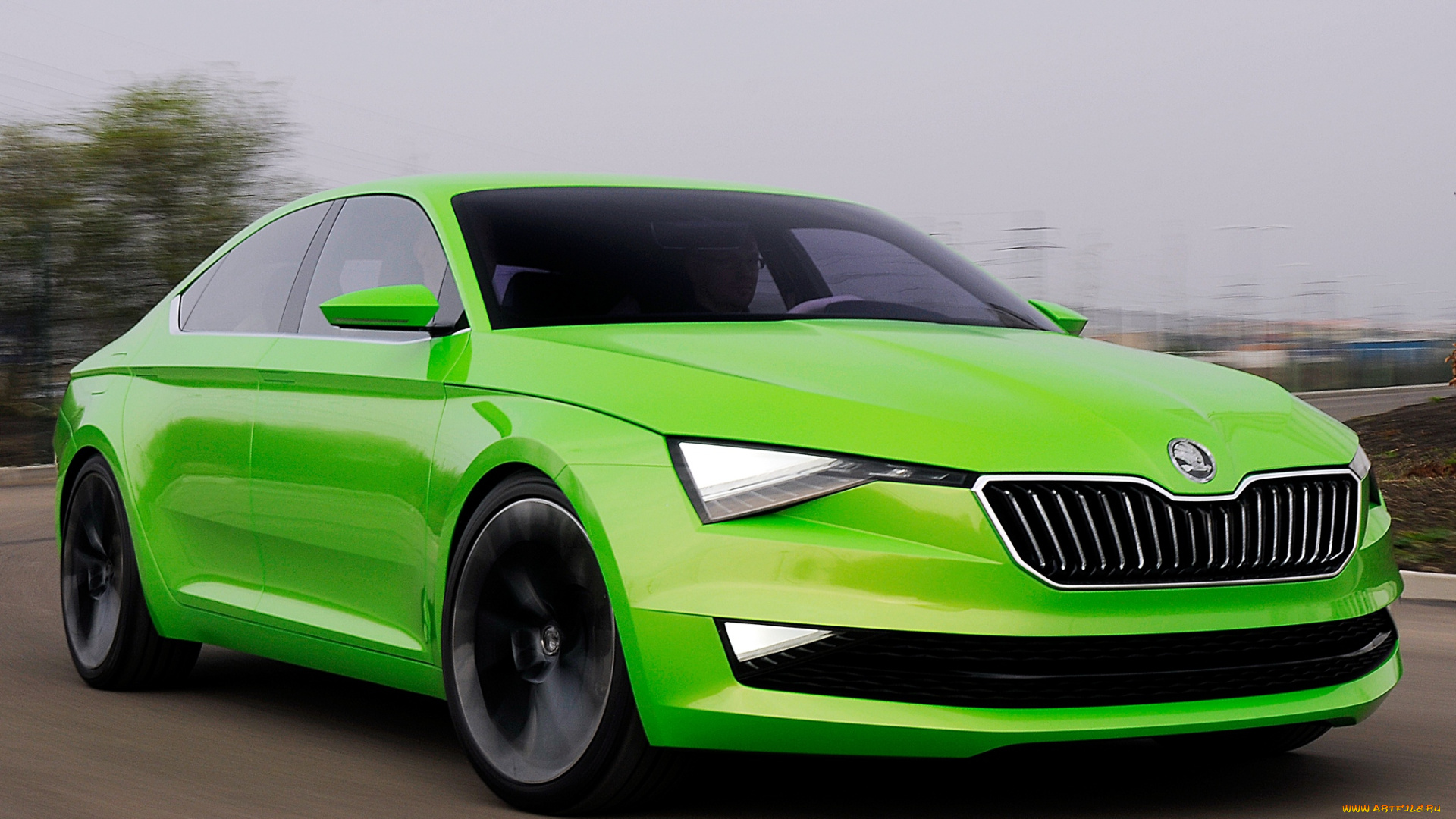 автомобили, skoda, зеленый, concept, visionc