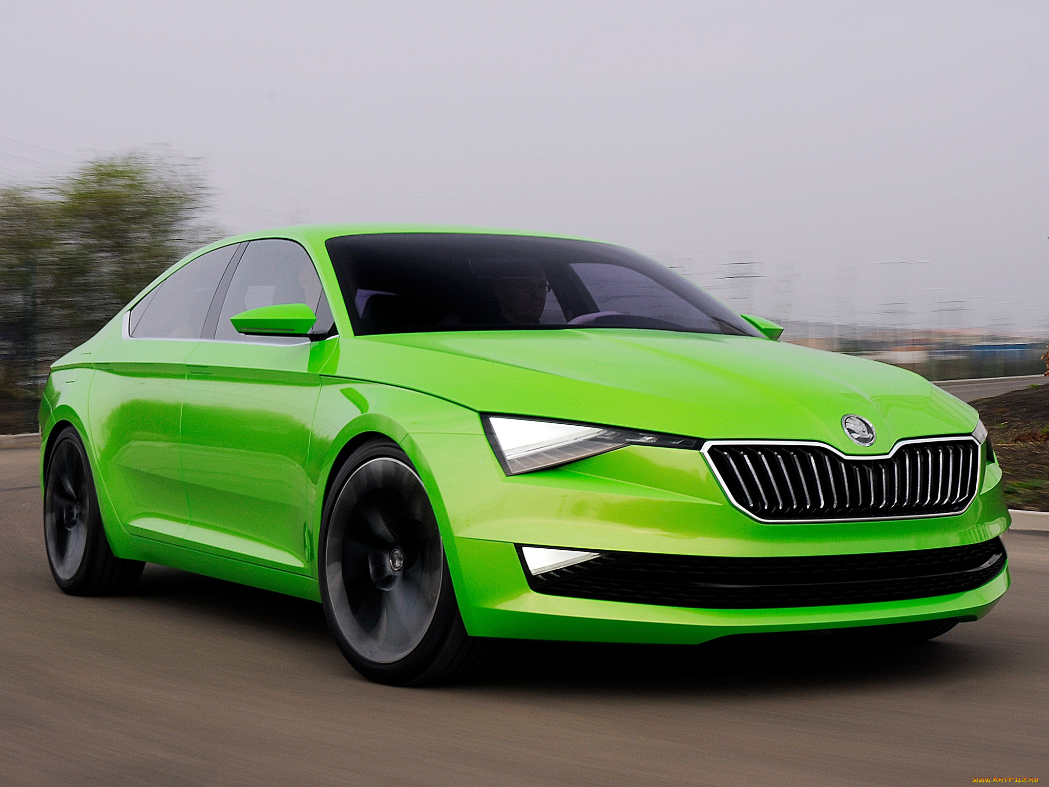 автомобили, skoda, зеленый, concept, visionc