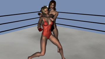 Картинка 3д+графика people+ люди захват борьба ринг девушки
