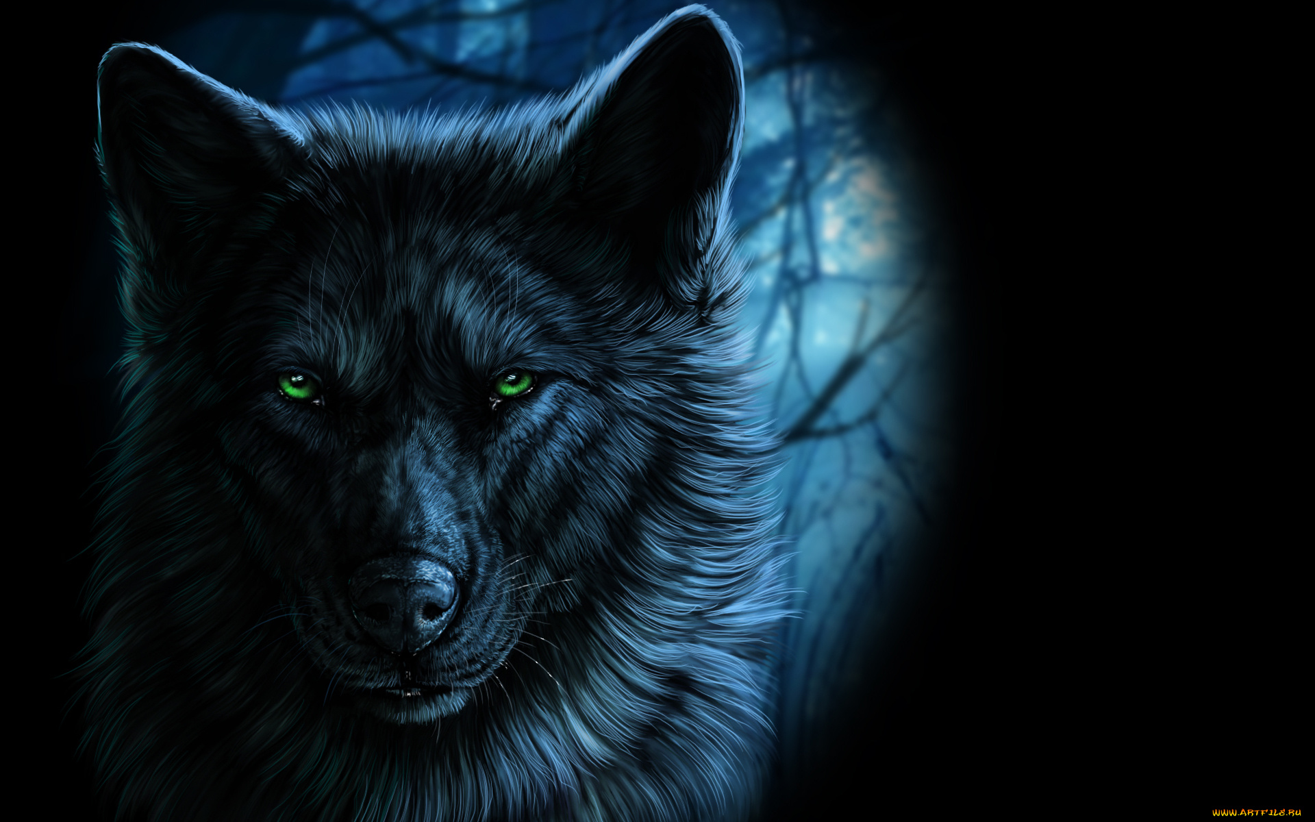 рисованное, животные, , волки, взгляд, зеленые, глаза, волк