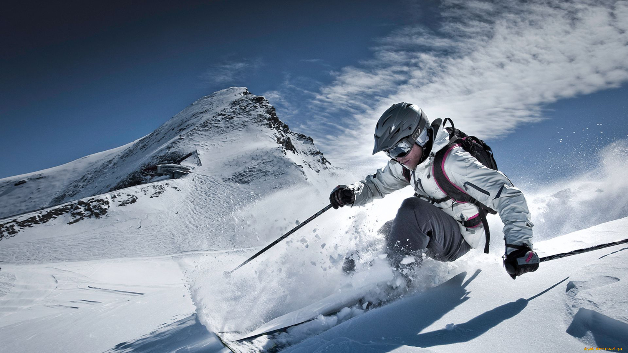 спорт, лыжный, спорт, снег, слалом, горы, спуск, лыжник