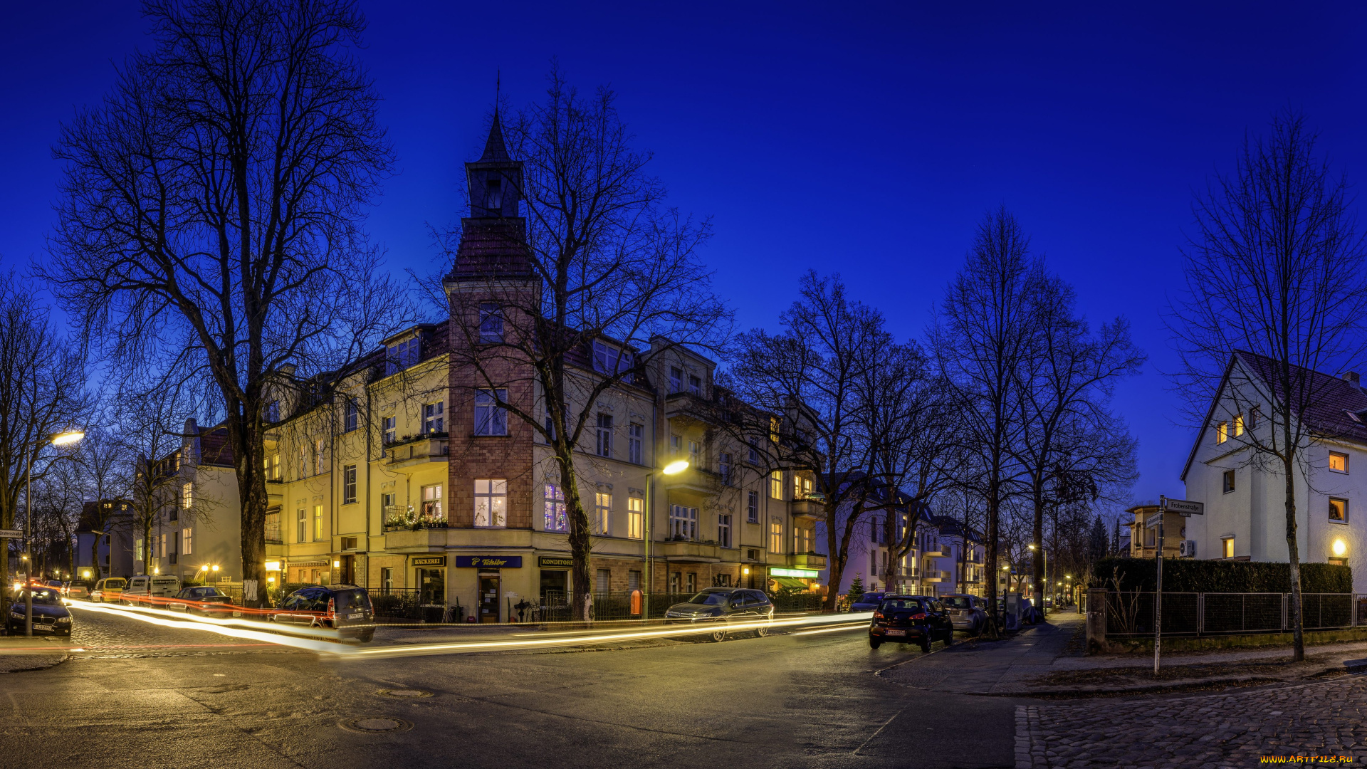 берлин, германия, города, берлин, , иллюминация, дорога, панорама, дома, освещение, ночь, город