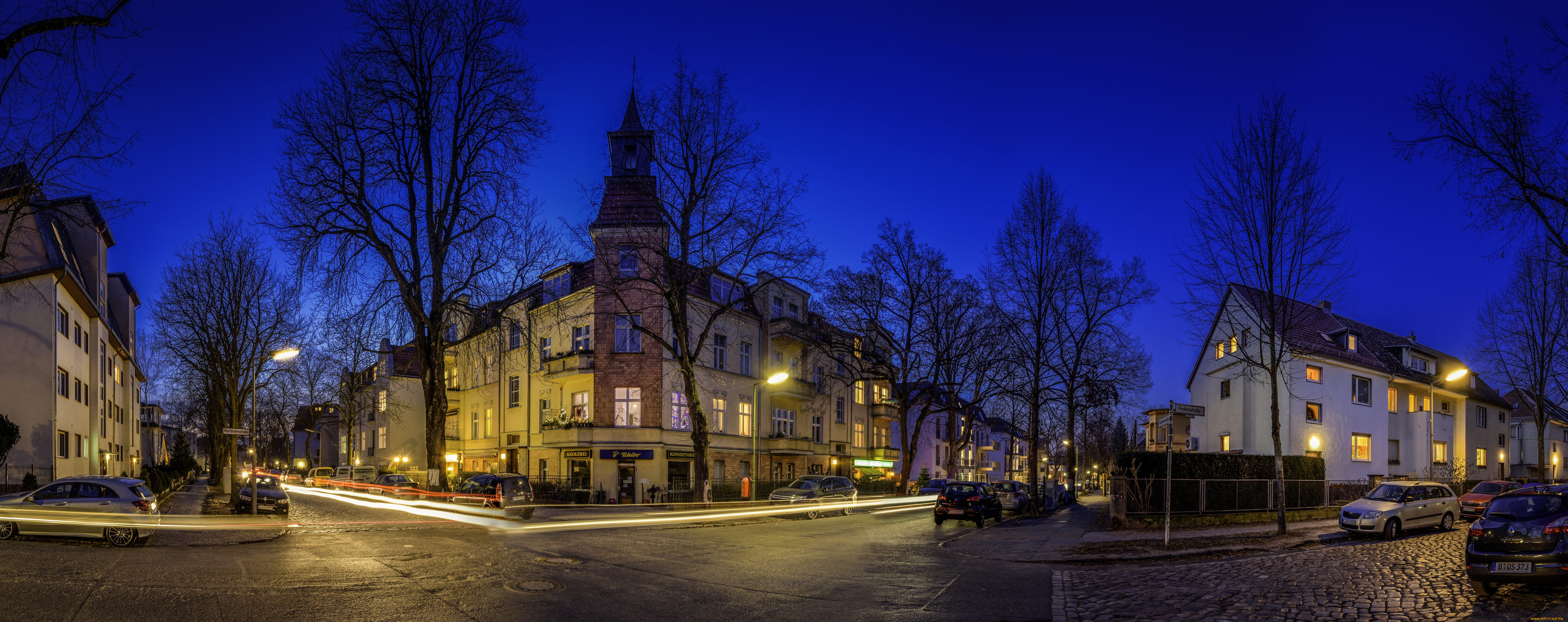 берлин, германия, города, берлин, , иллюминация, дорога, панорама, дома, освещение, ночь, город