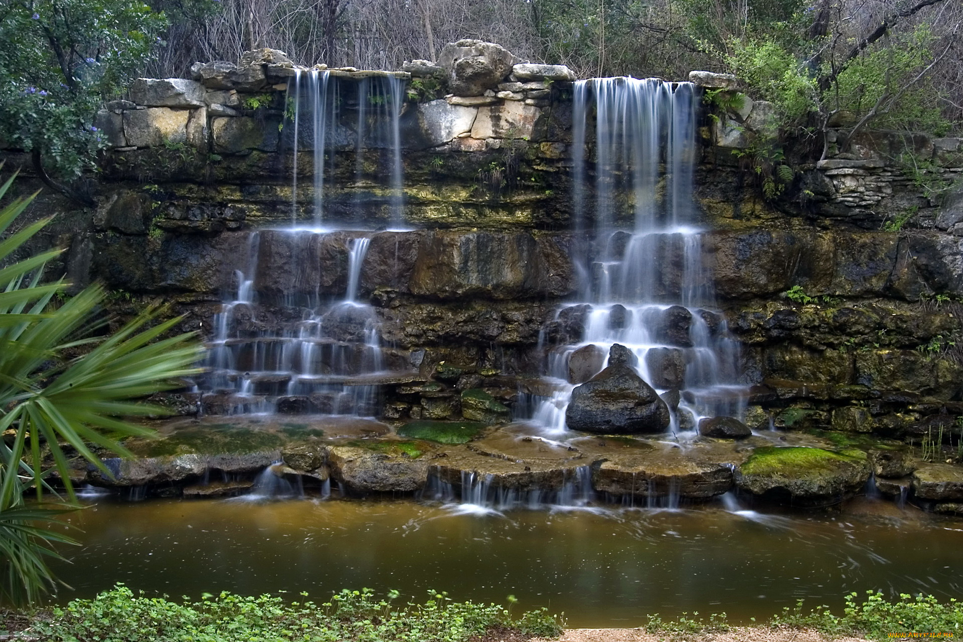 природа, водопады, artificial, zilker, botanical, texas