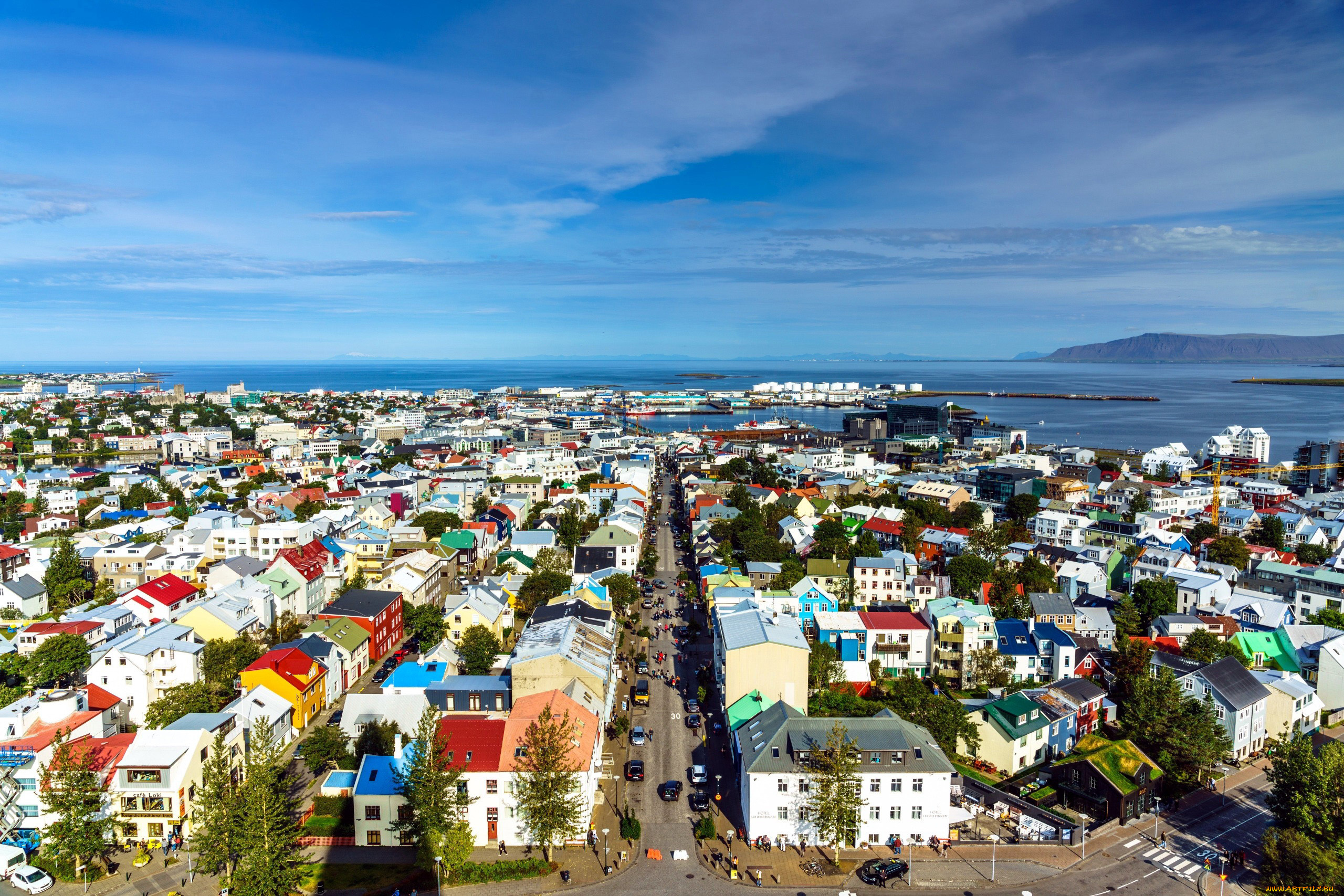 города, рейкьявик, , исландия, панорама