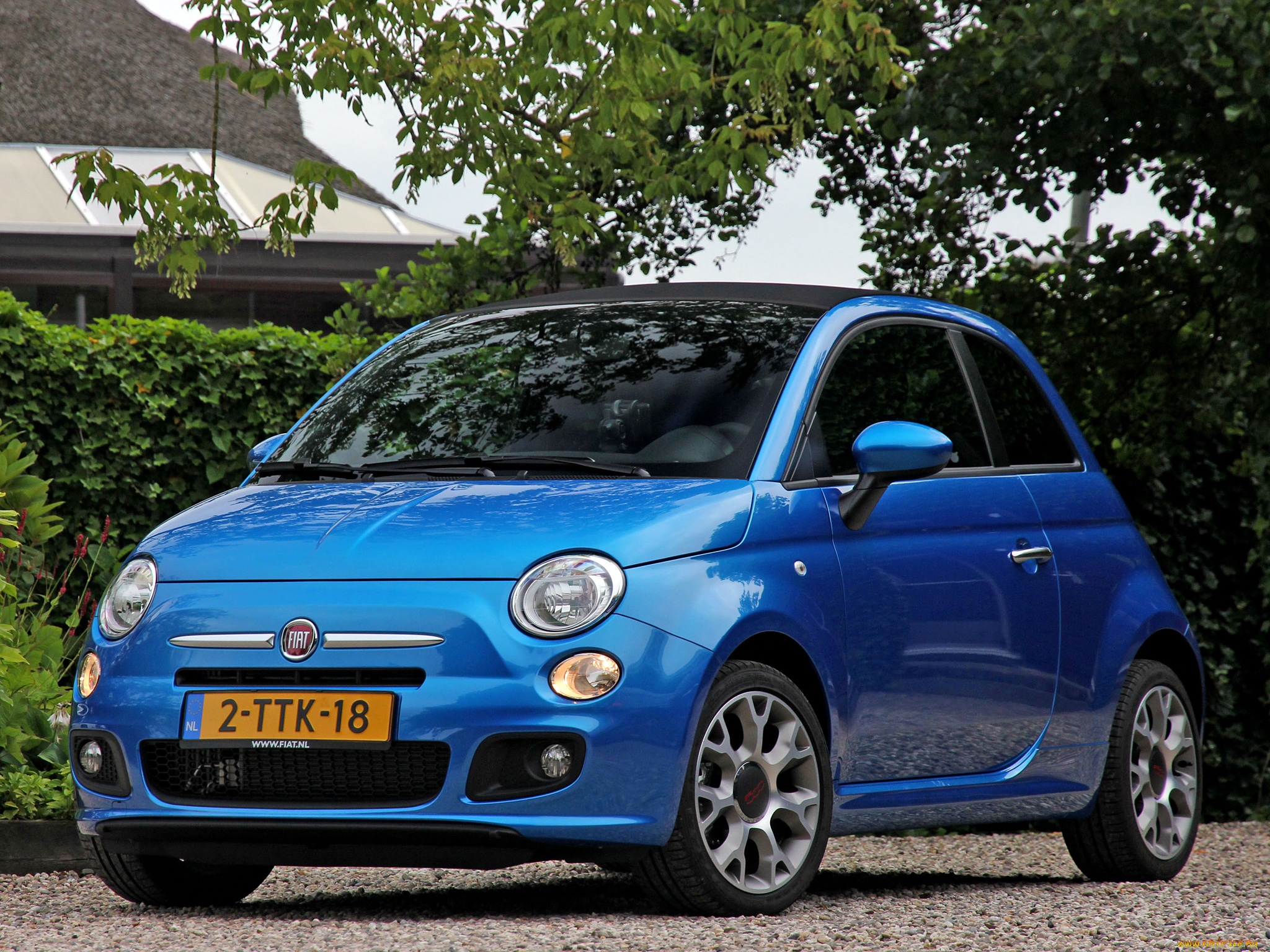 автомобили, fiat, 500s, cabrio, 2013г, синий