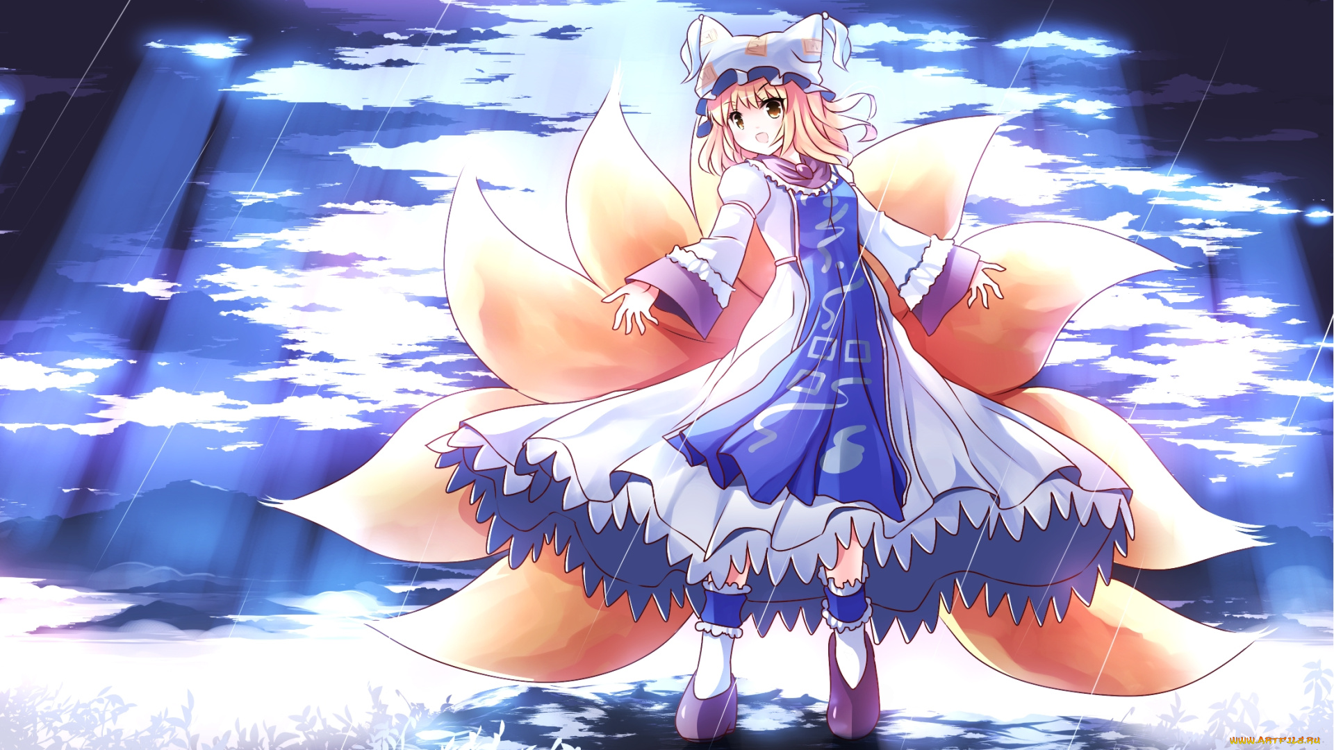 аниме, touhou, фон, взгляд, девушка