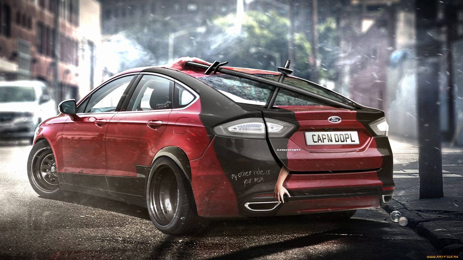 автомобили, виртуальный, тюнинг, дедпул, форд, ford, fusion, mondeo, deadpool, супергерой