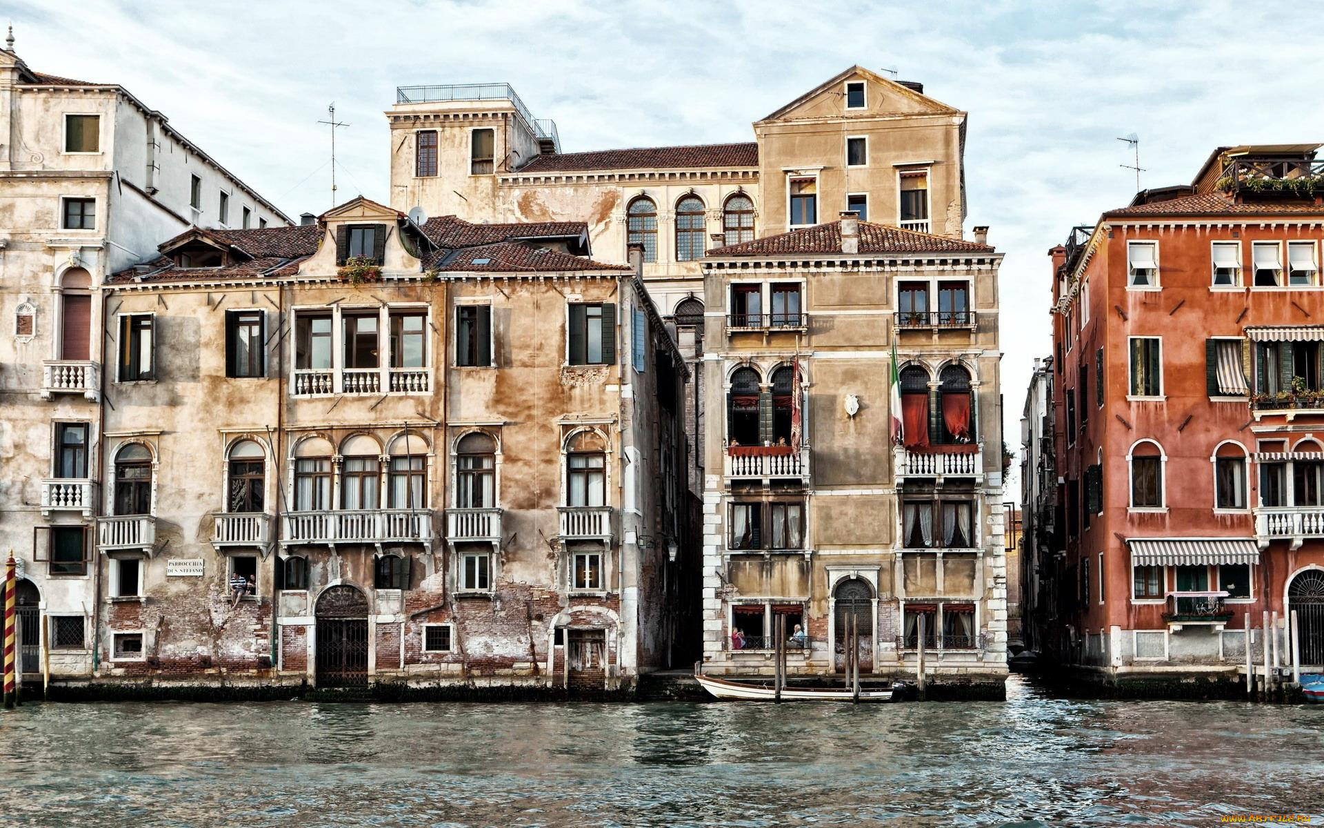города, венеция, , италия, канал, здания, дома