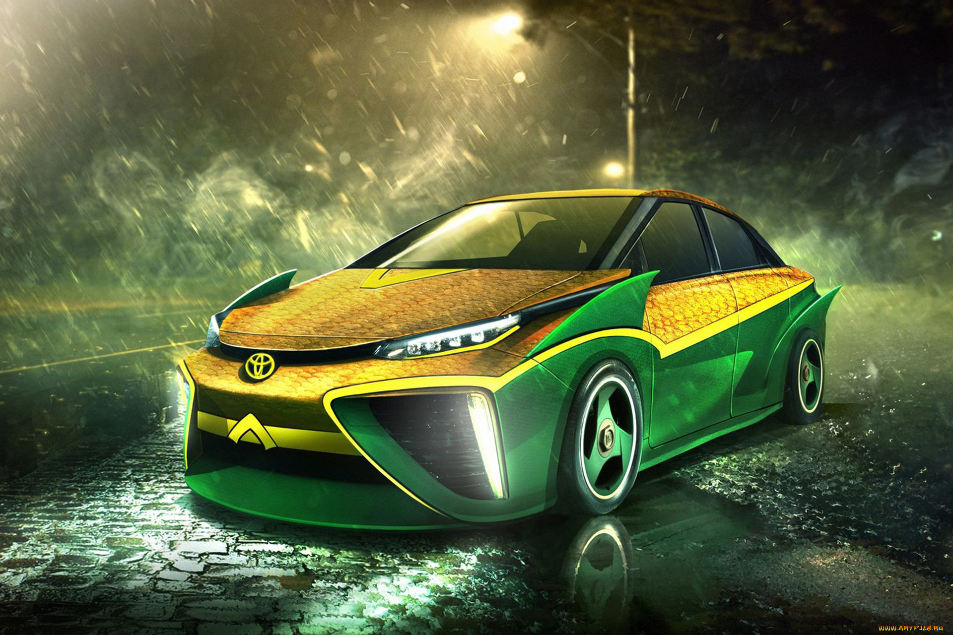 автомобили, виртуальный, тюнинг, toyota, mirai, aquaman