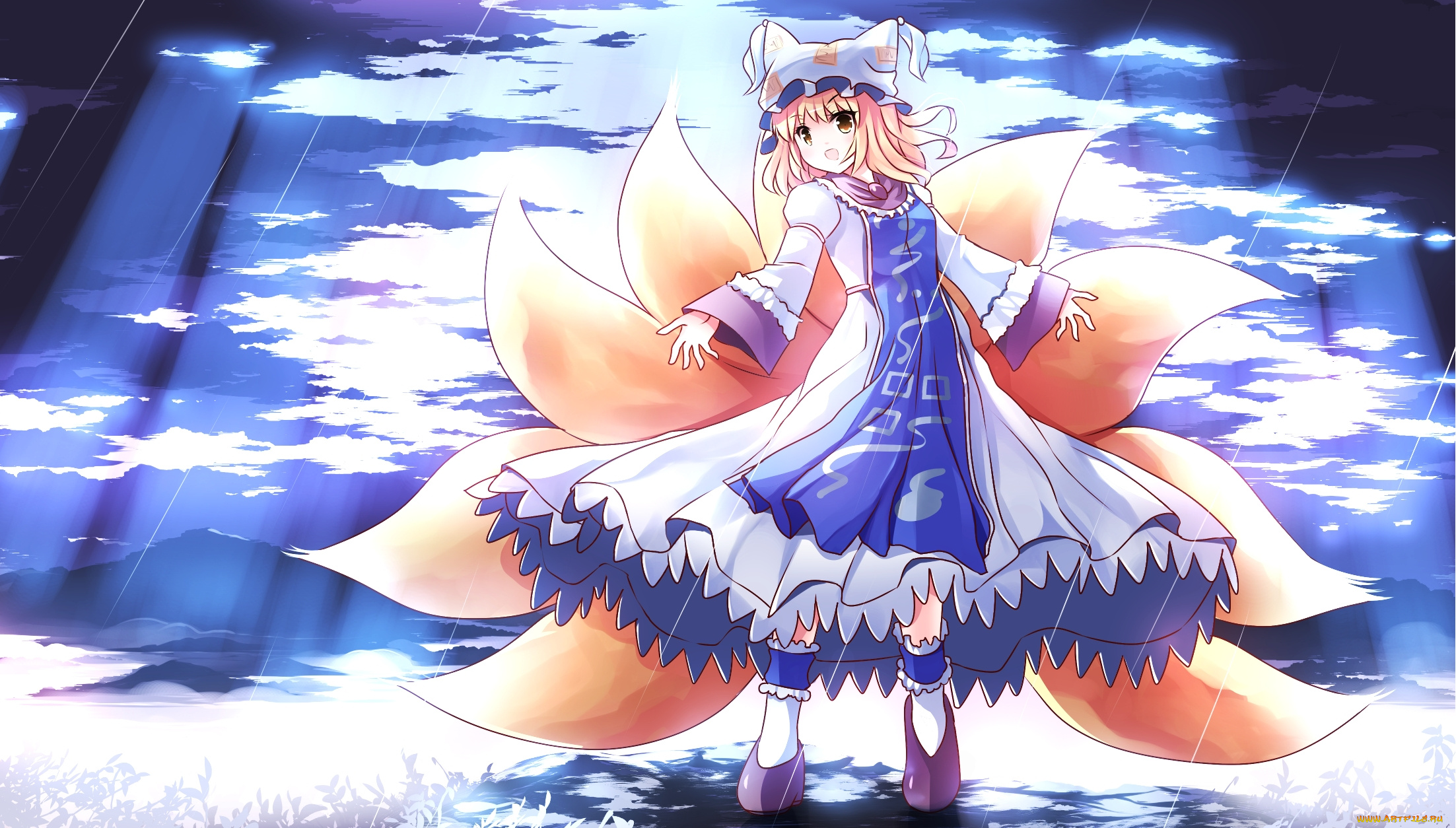 аниме, touhou, фон, взгляд, девушка