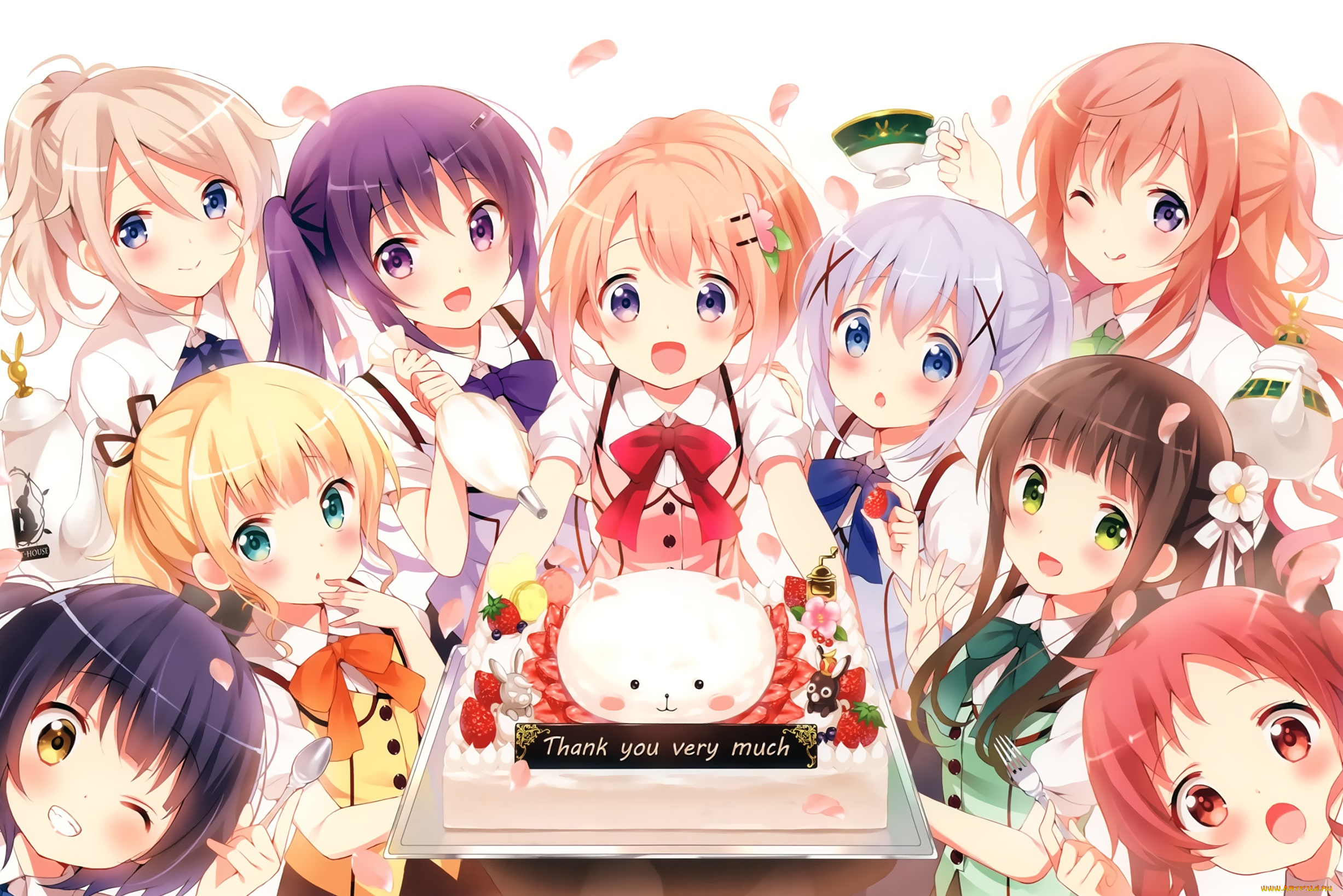 is, the, order, a, rabbit, аниме, gochuumon, wa, usagi, desu, ka, фон, взгляд, девушки