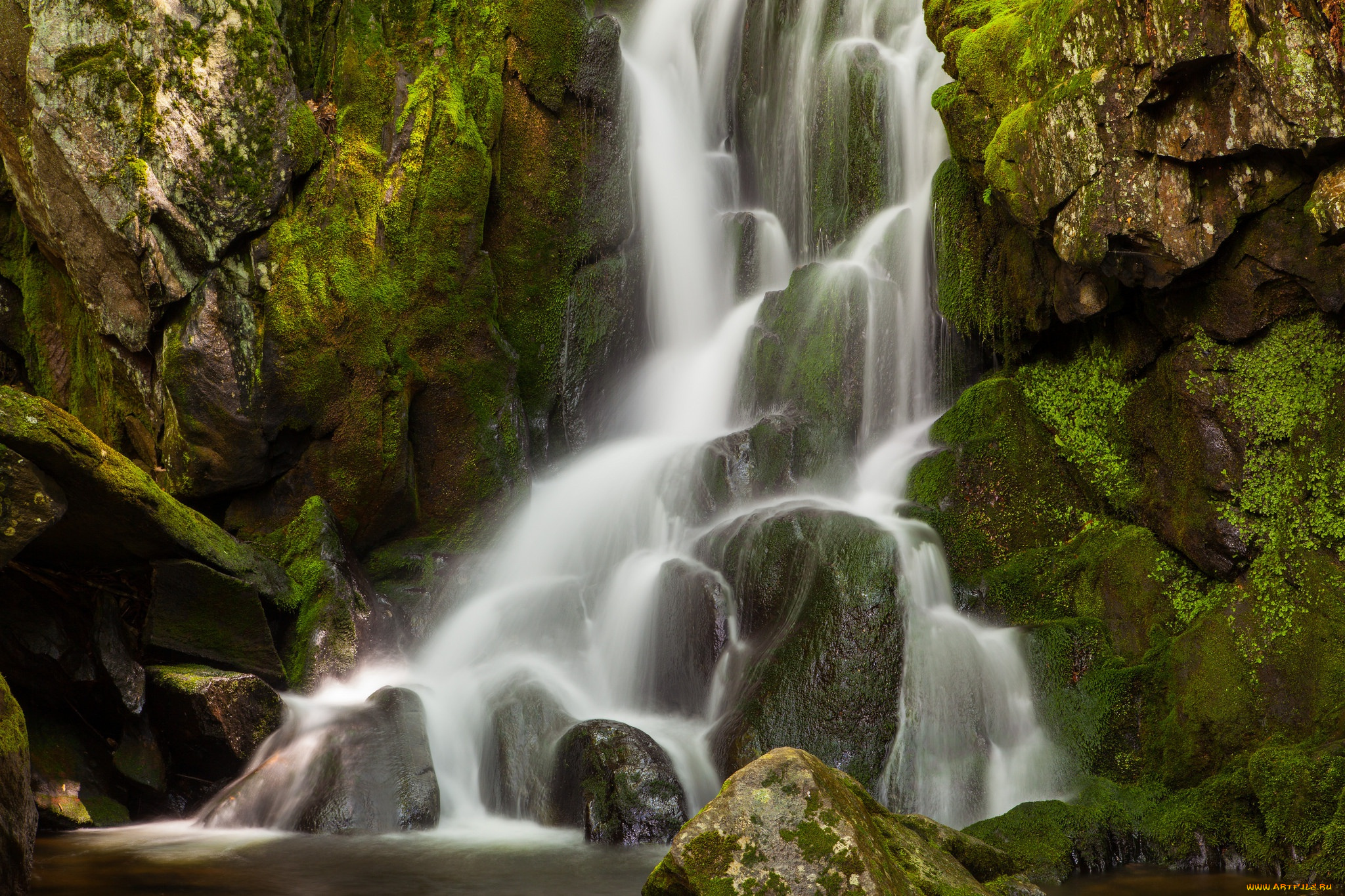 природа, водопады, водопад, вода, скала