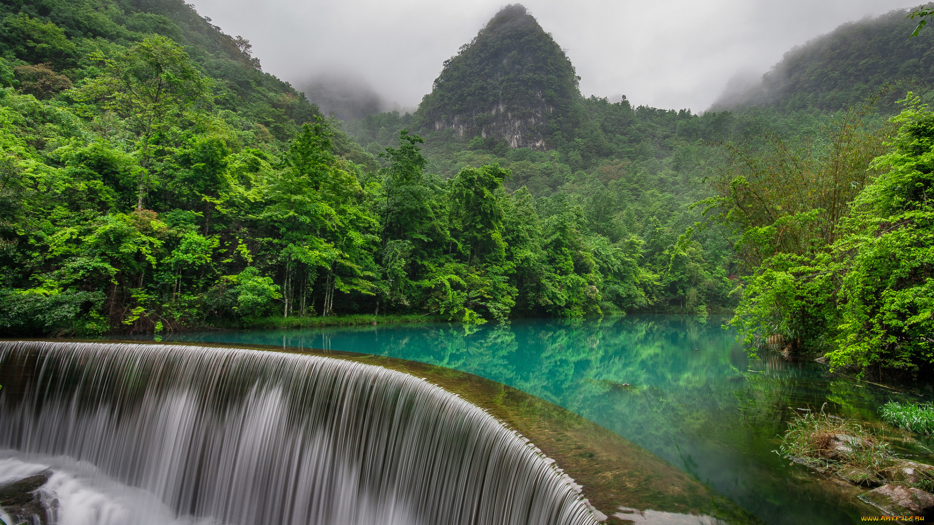 libo, county, guizhou, china, природа, водопады, горы, лес, река, китай, либо