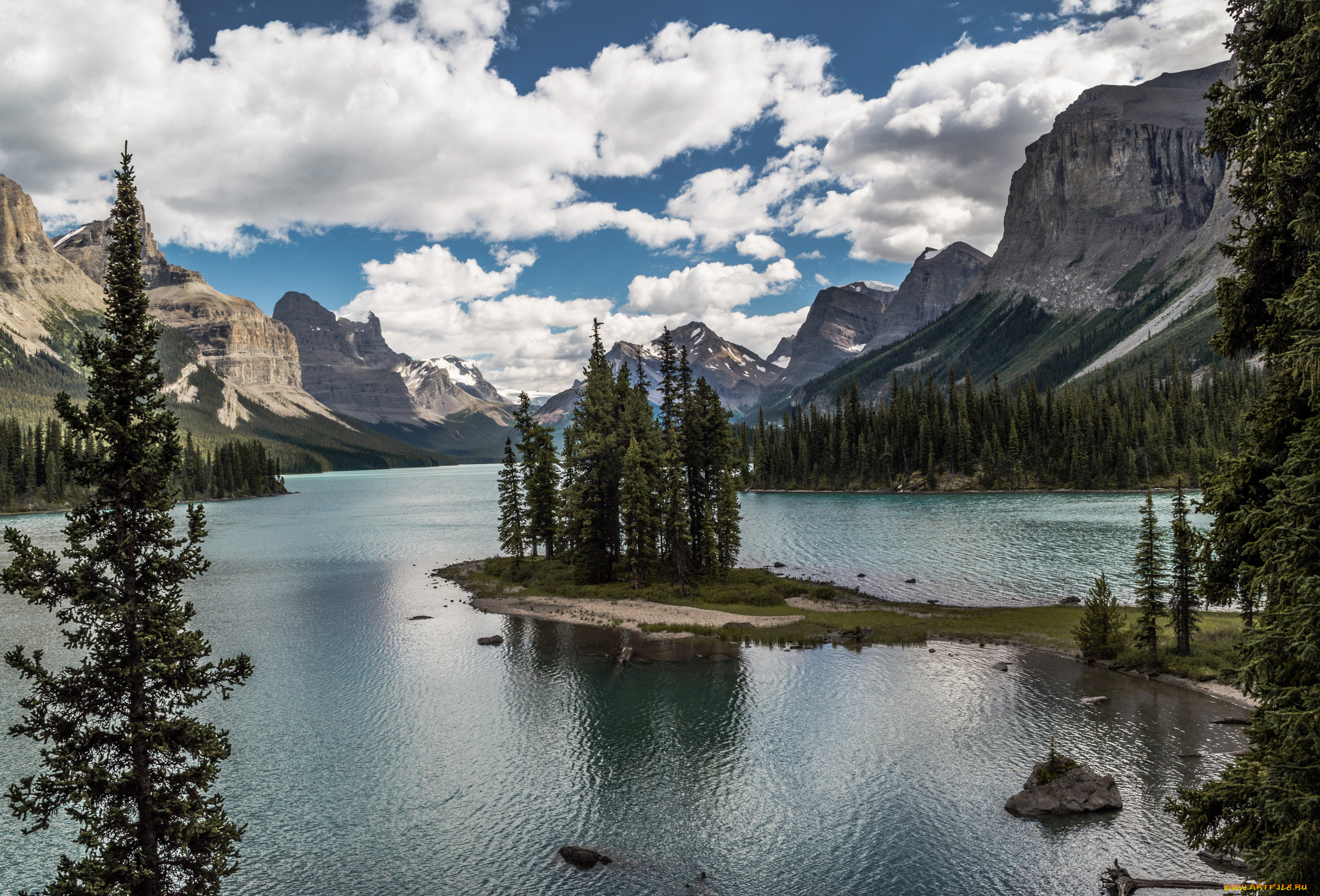 maligne, lake, jasper, national, park, alberta, canada, природа, реки, озера, джаспер, озеро, малайн, canadian, rockies, spirit, island, канадские, скалистые, горы, альберта, канада, остров, деревья