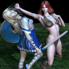 Картинка 3д графика fantasy фантазия девушки меч щит