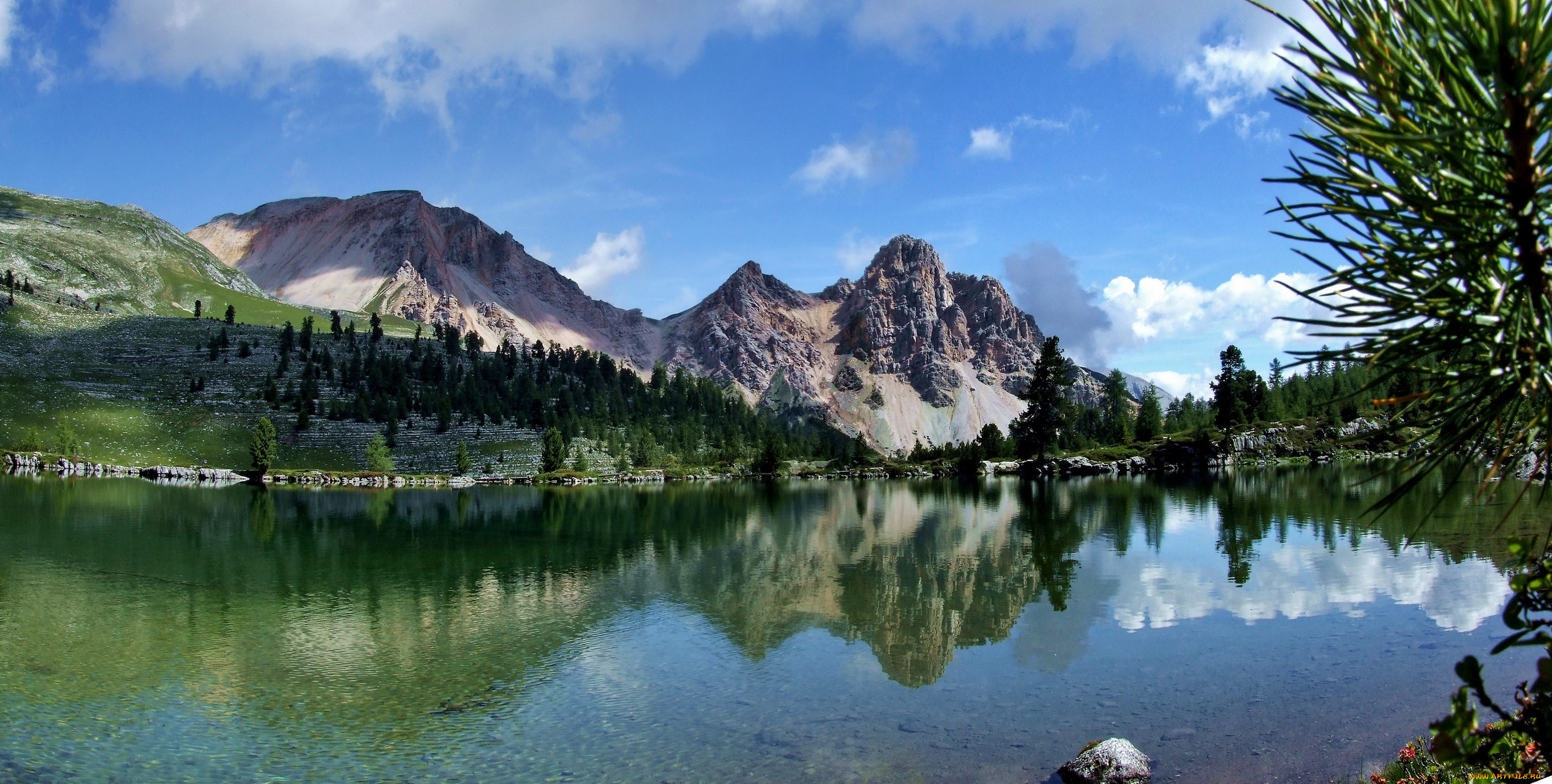 lago, verde, природа, реки, озера, лес, горы, озеро, отражение, облака