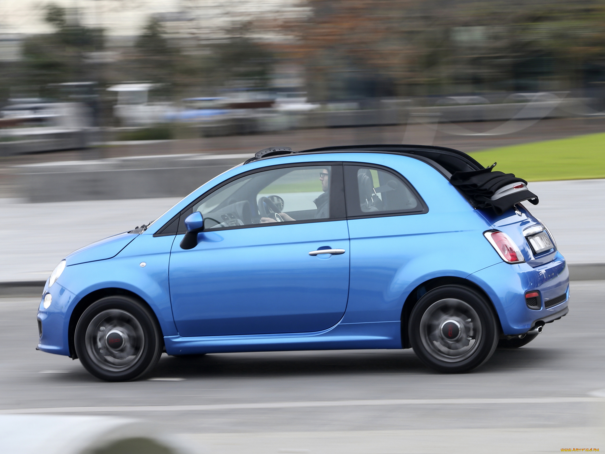 автомобили, fiat, синий, 2013г, au-spec, cabrio, 500s