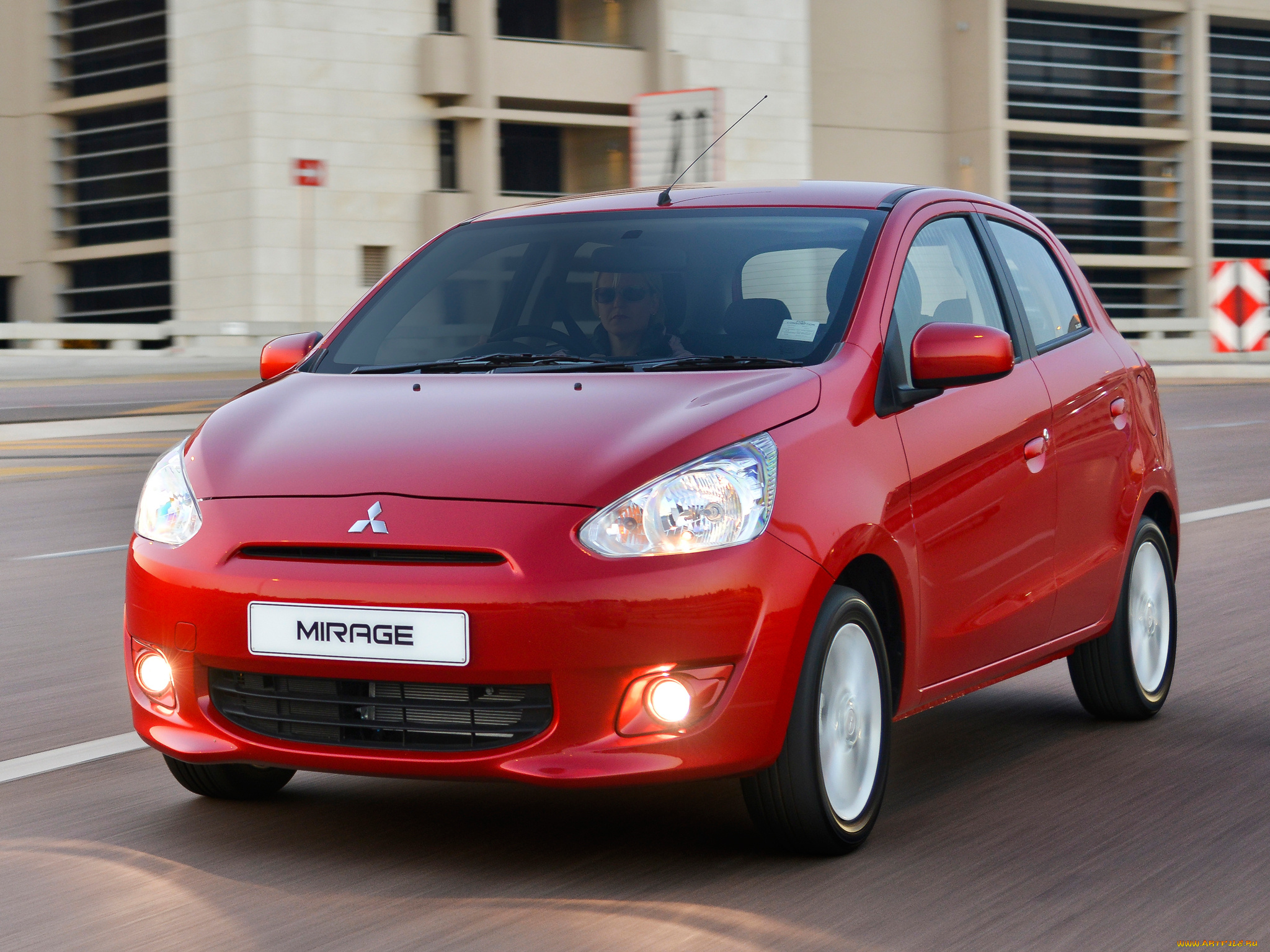 автомобили, mitsubishi, красный, 2014г, za-spec, mirage