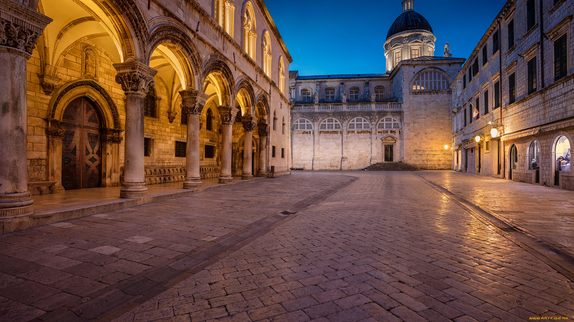 dubrovnik, города, дубровник, , хорватия, огни, ночь