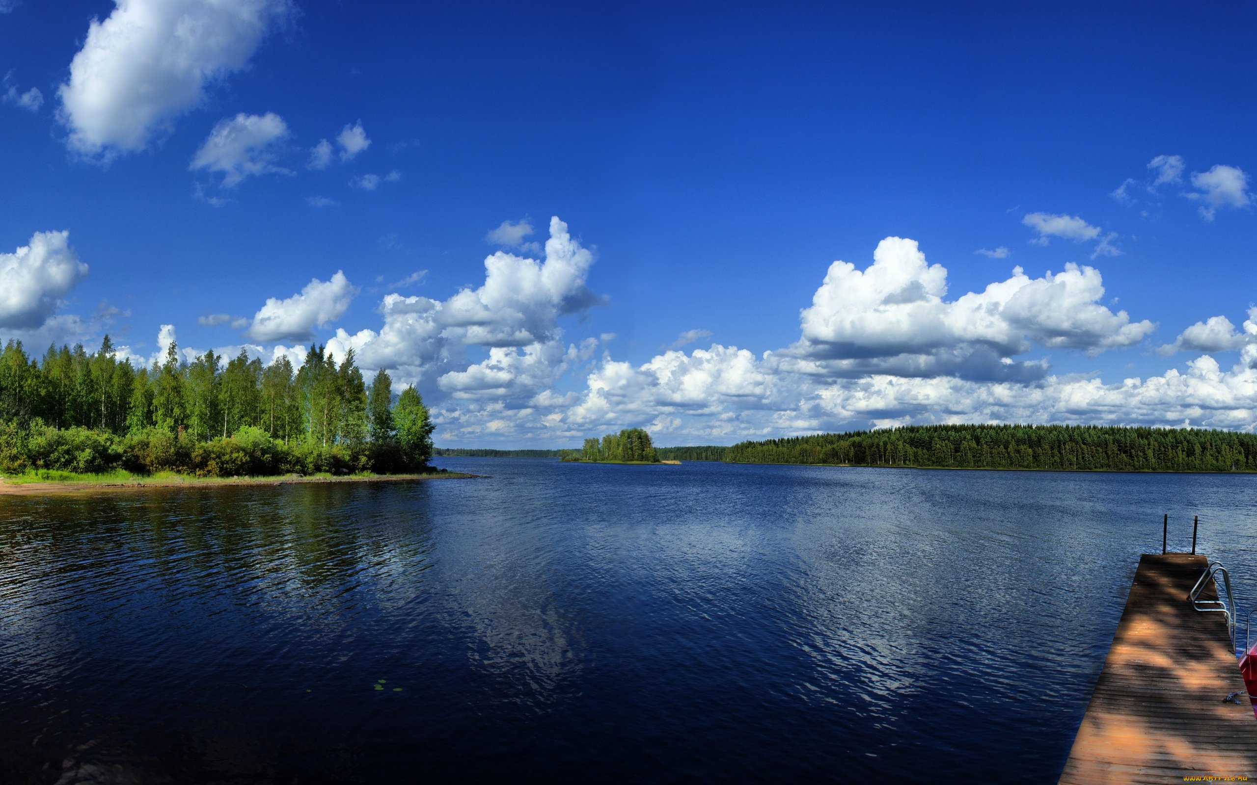 природа, реки, озера, лодки, панорама, канада, река, деревья, облака, небо