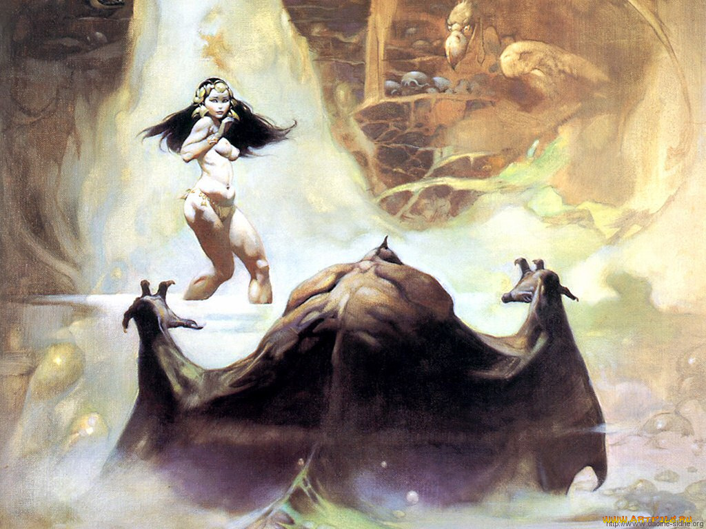 frank, frazetta, фэнтези, красавицы, чудовища