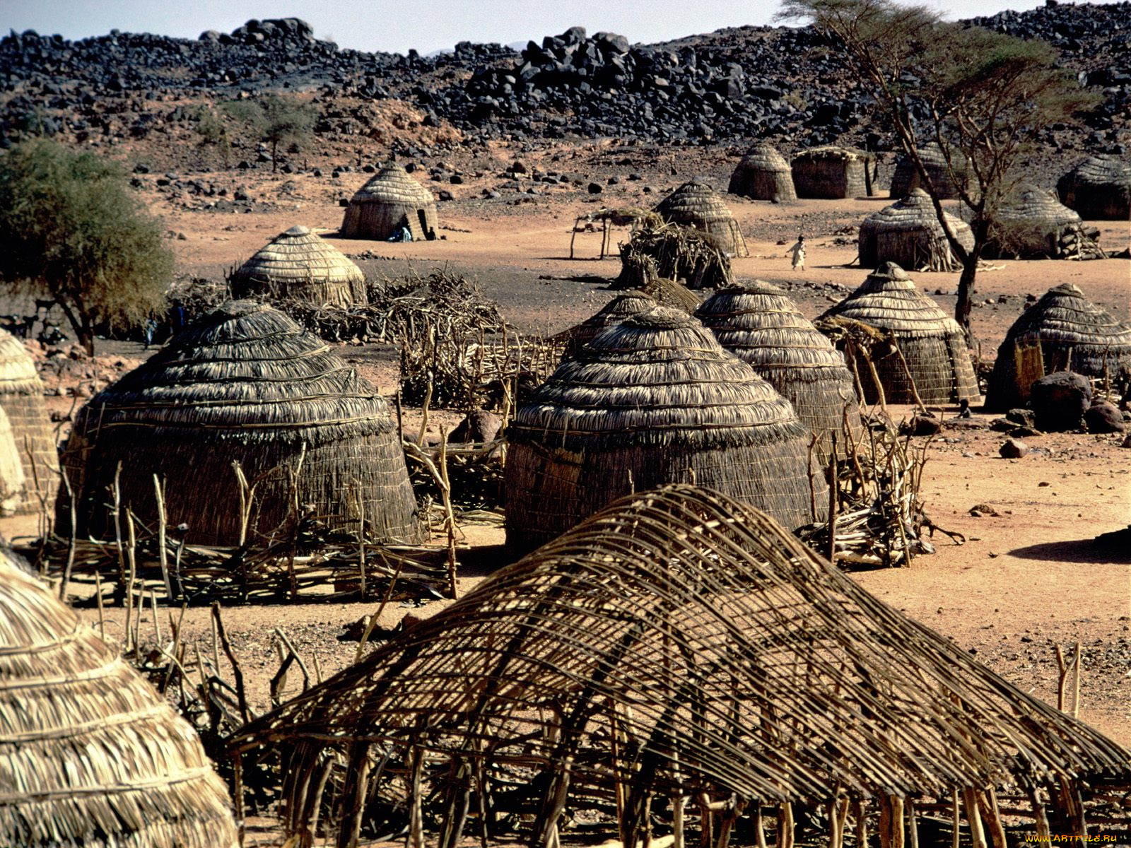 parched, village, huts, niger, africa, разное, сооружения, постройки