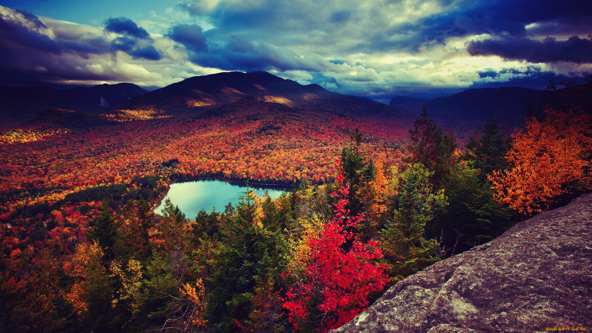 autumn, природа, пейзажи, озеро, осень, лес, горы