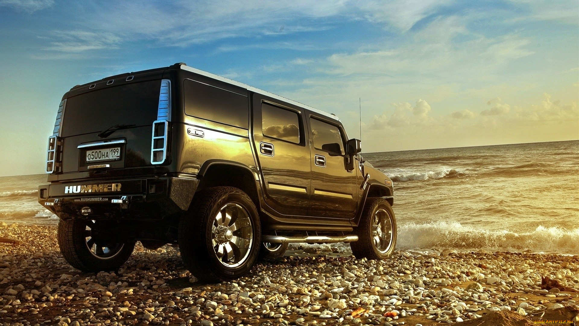 hummer, автомобили, хаммер, внедорожник, побережье