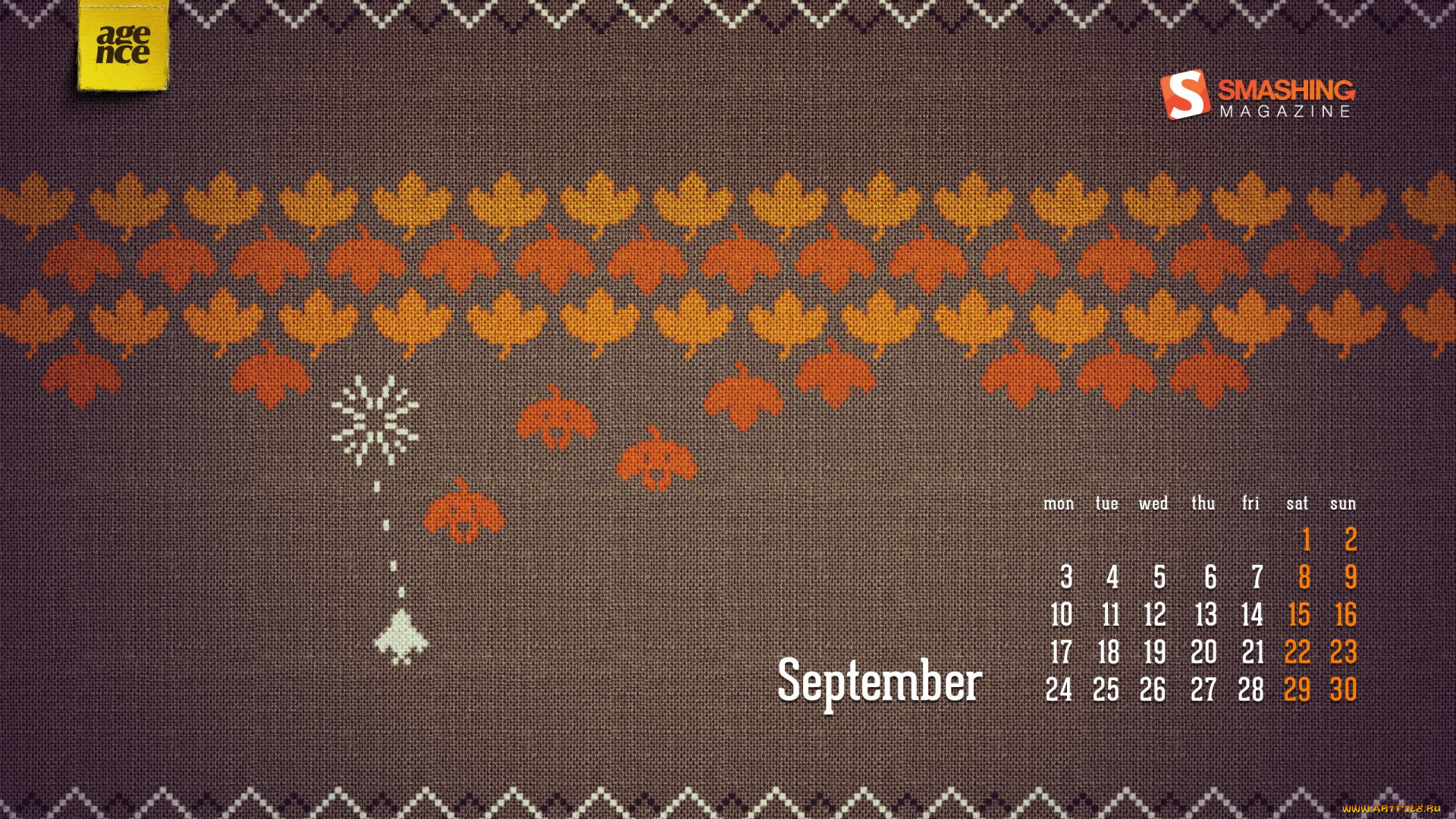 календари, рисованные, векторная, графика, листья, осень