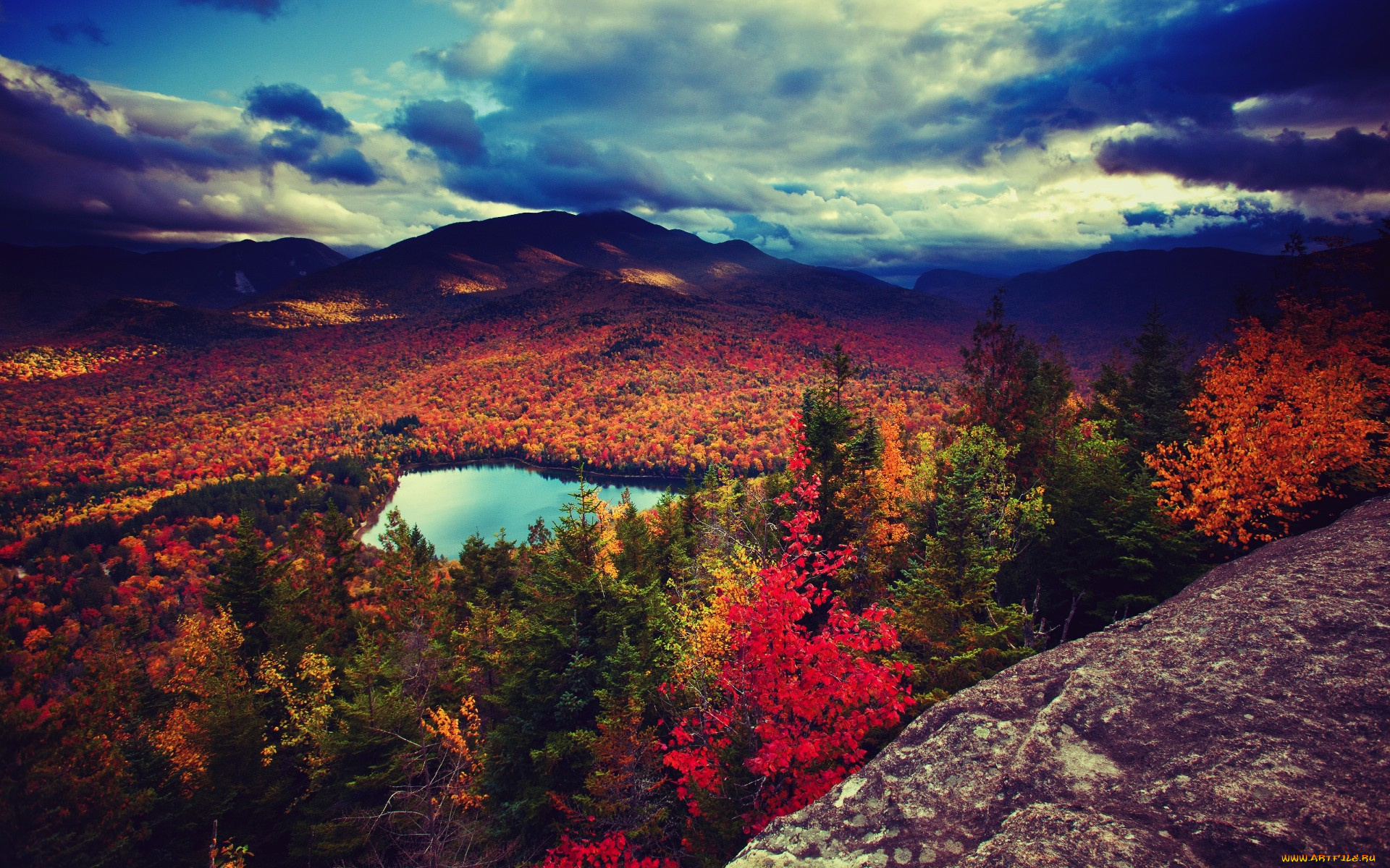 autumn, природа, пейзажи, озеро, осень, лес, горы