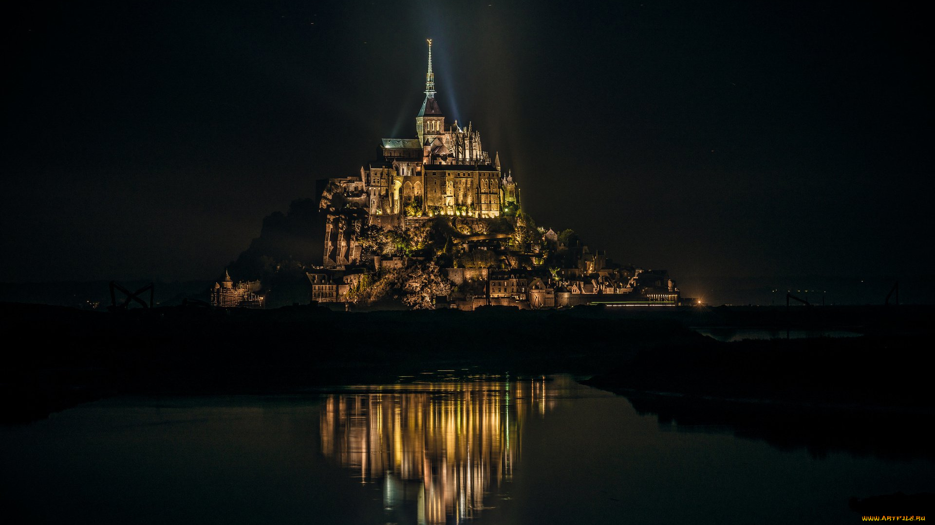 города, крепость, мон-сен-мишель, , франция, mont, saint-michel