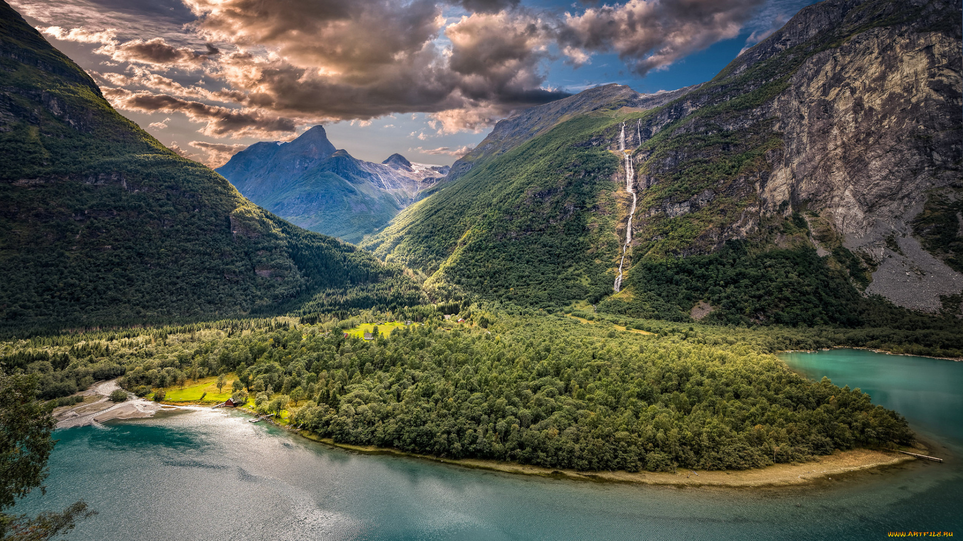 природа, реки, озера, озеро, облака, согн-ог-фьюране, викaн, norway, sogn, og, fjordane, vikane, панорама, горы, долина, норвегия
