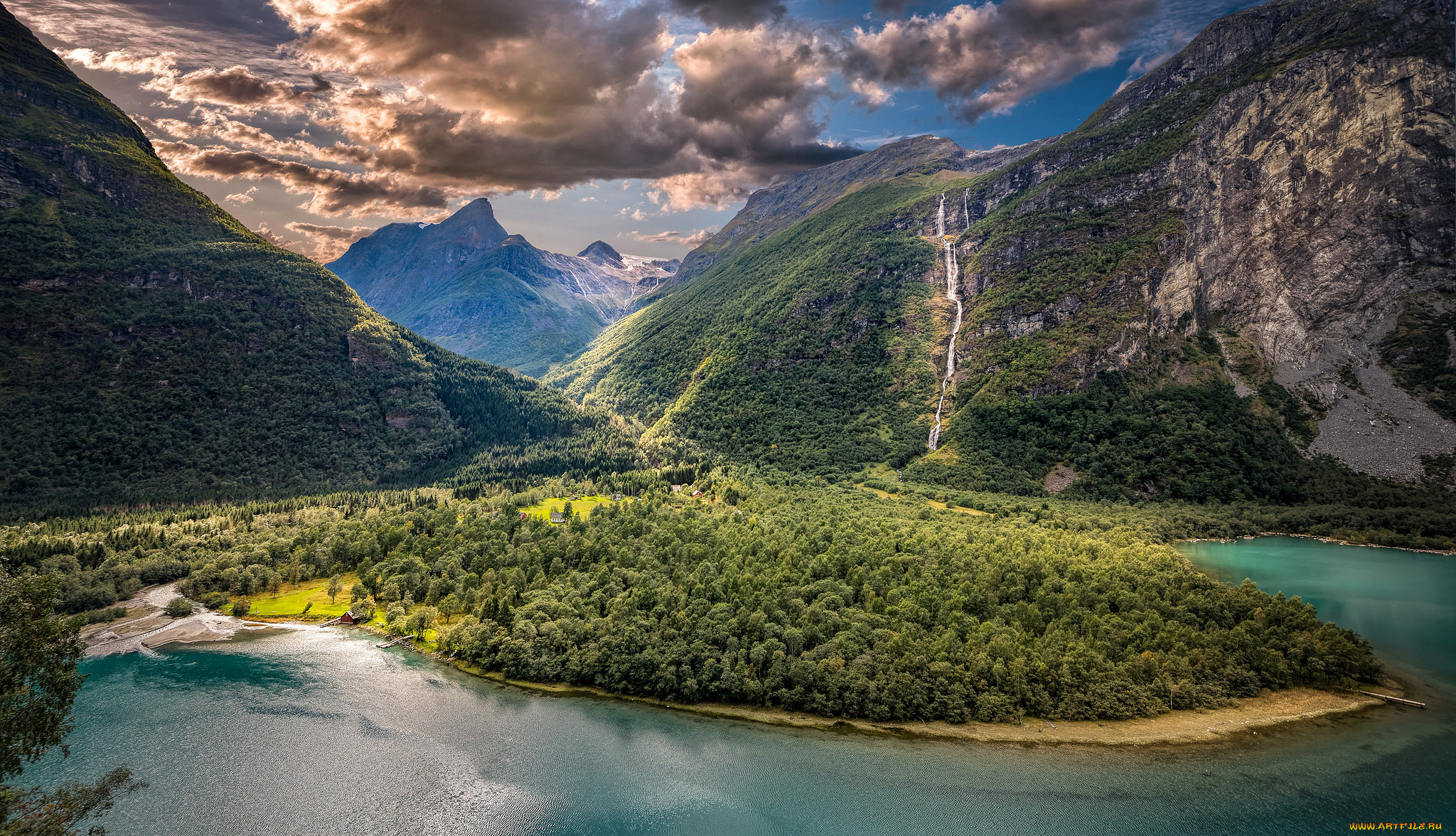 природа, реки, озера, озеро, облака, согн-ог-фьюране, викaн, norway, sogn, og, fjordane, vikane, панорама, горы, долина, норвегия