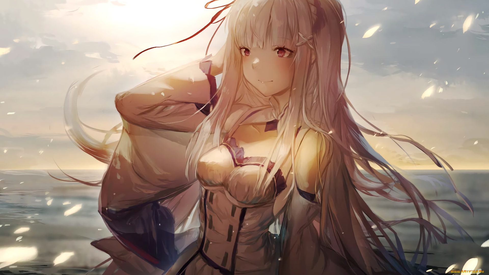 аниме, re, , zero, kara, hajimeru, isekai, seikatsu, девушка, взгляд, фон