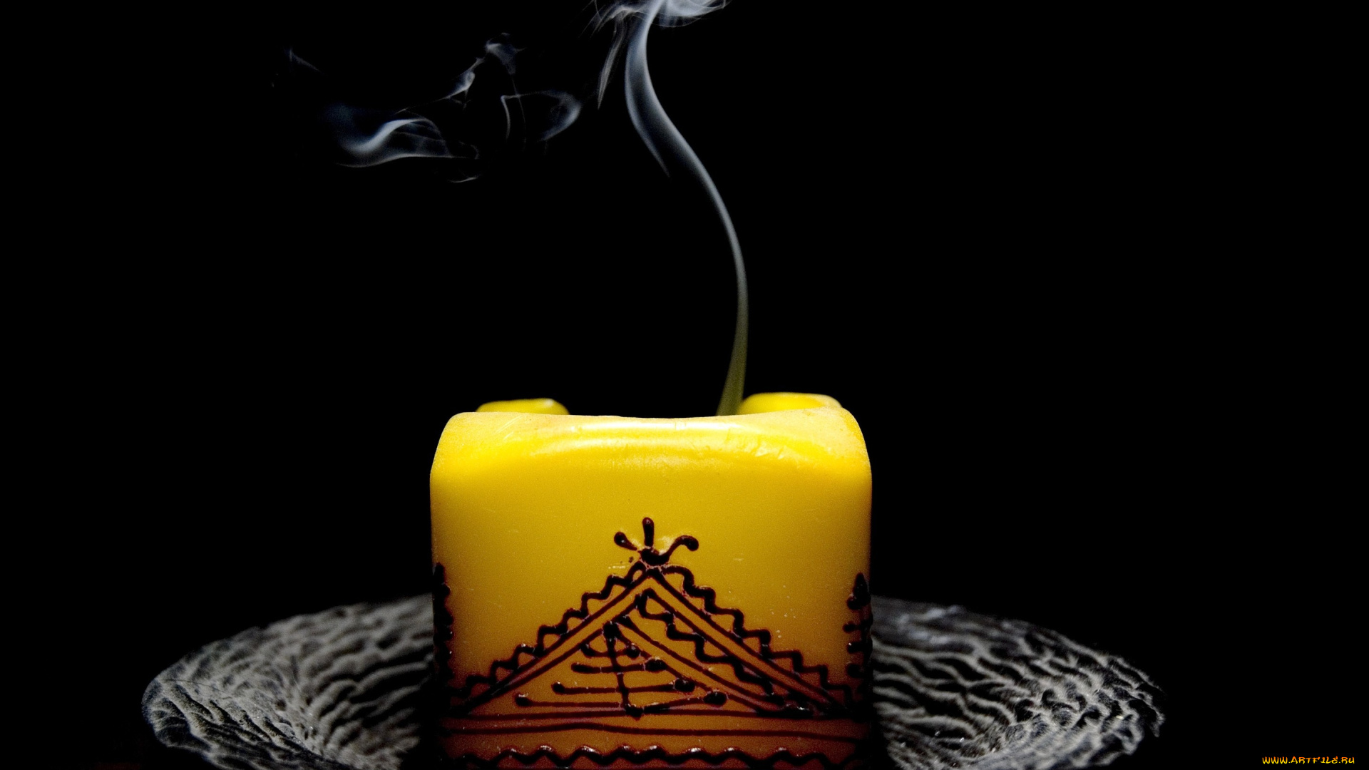 разное, свечи, дым, узор, желтый