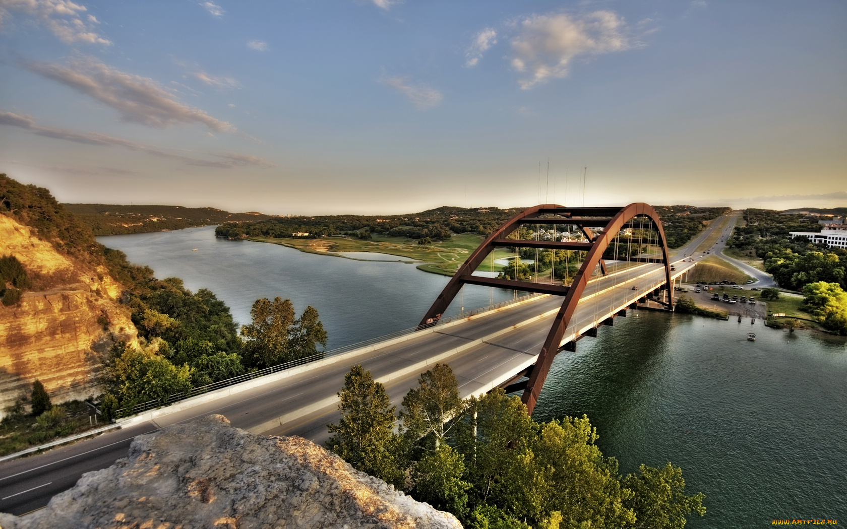 города, мосты, pennybacker, bridge, loop360, city, город, austin, texas, usa